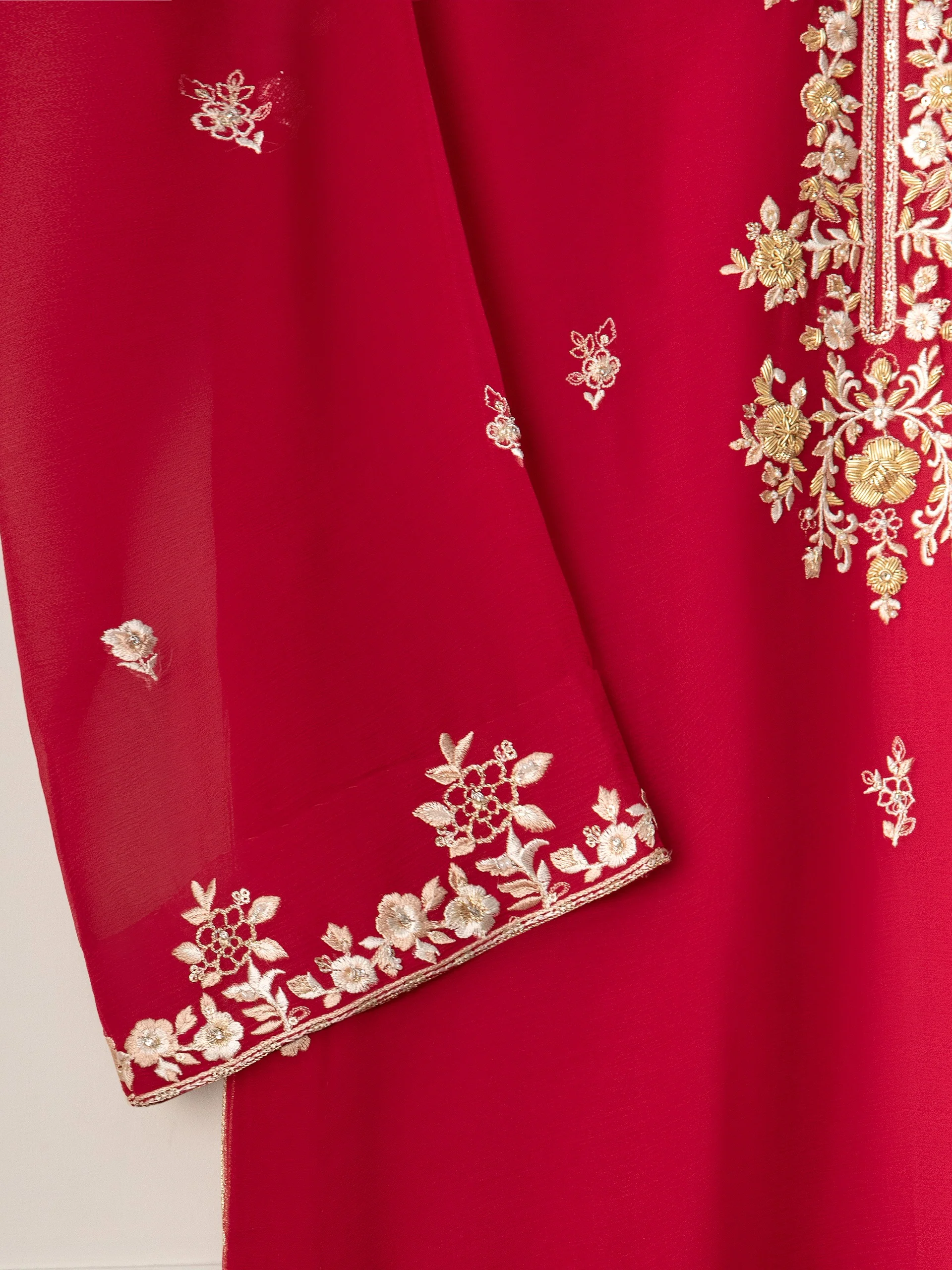 2 Piece - Pure Chiffon Embroidered Suit S110825 - Image 3