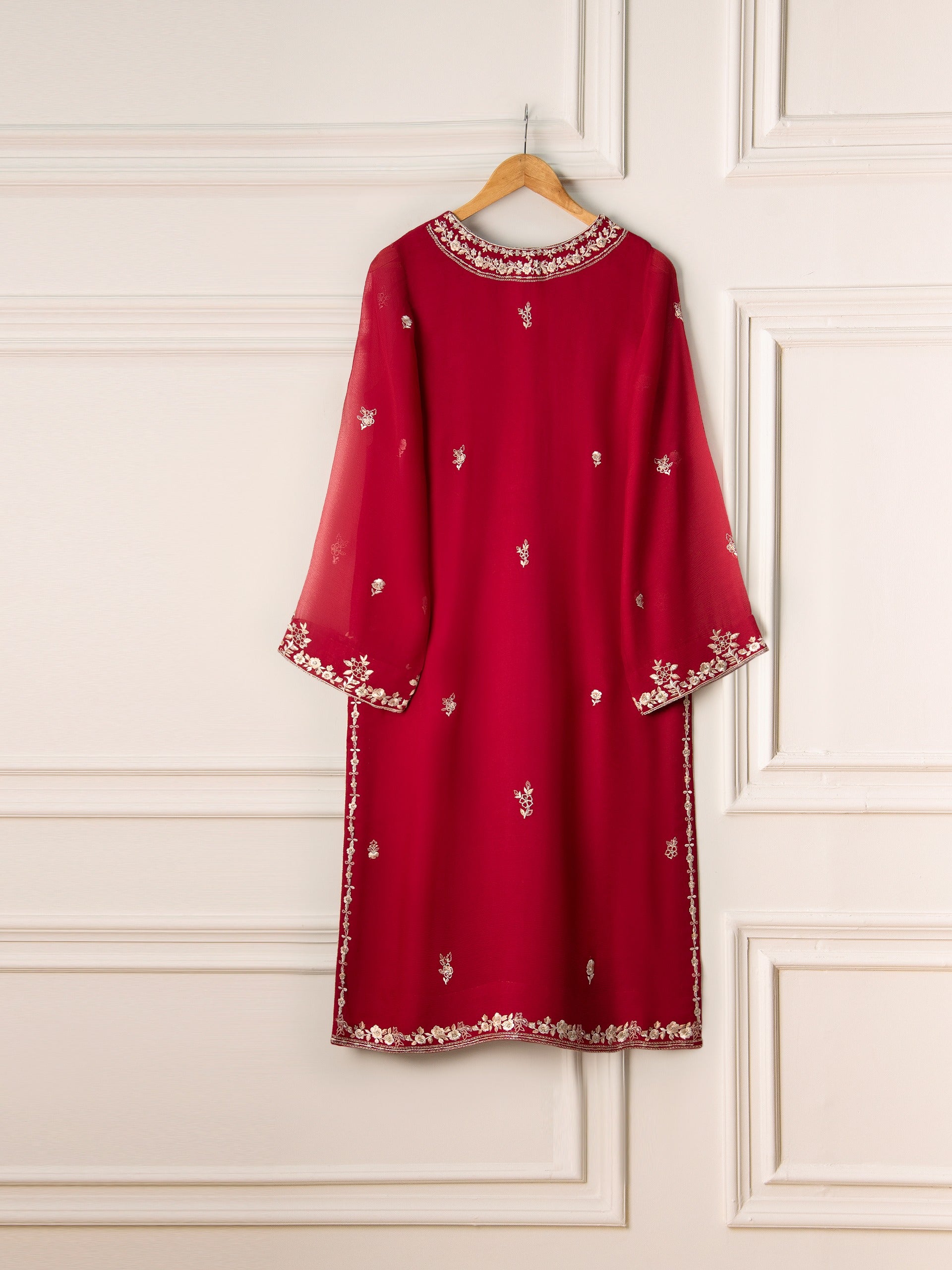 2 Piece - Pure Chiffon Embroidered Suit S110825 - Image 5