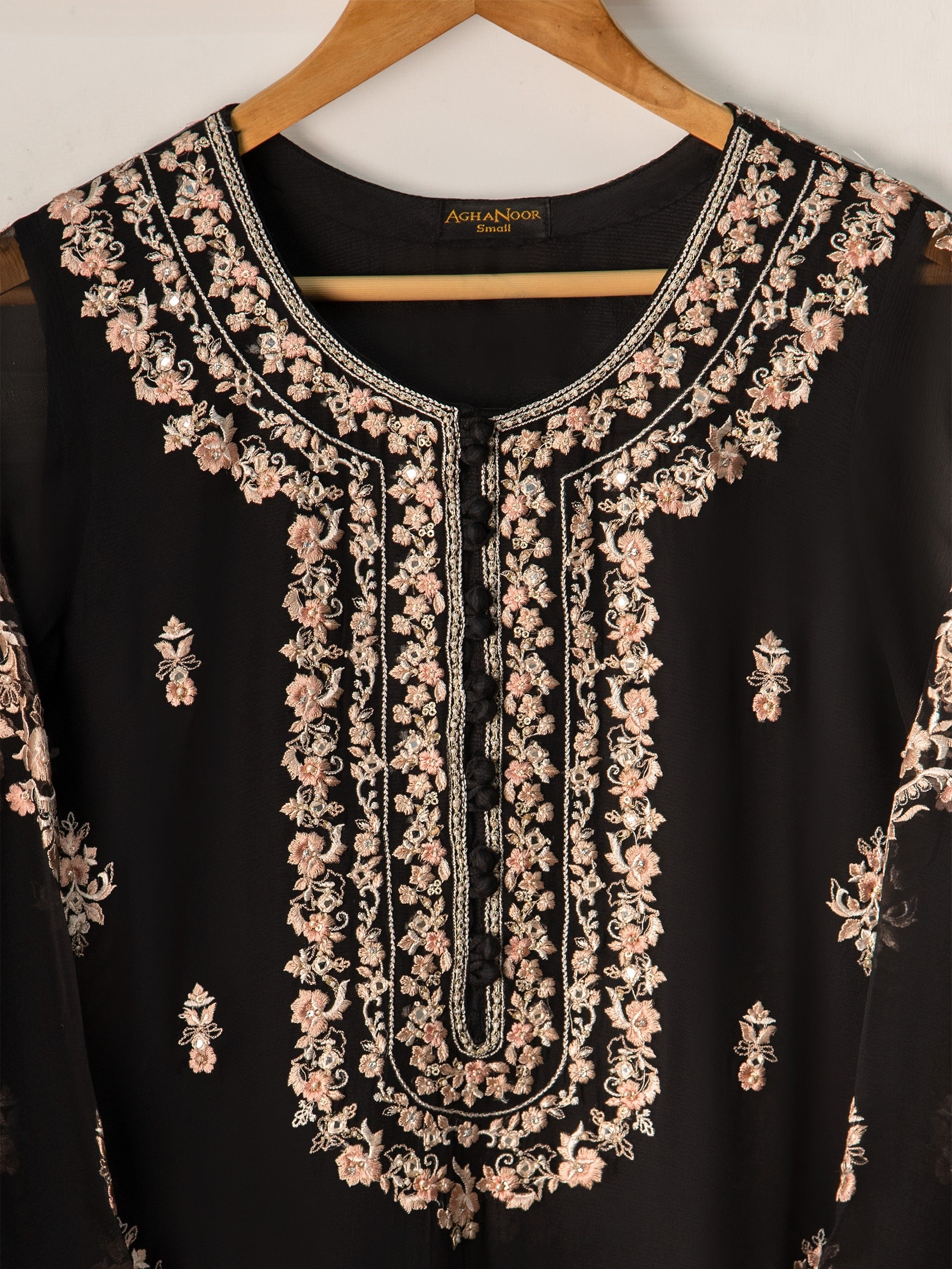 2 Piece - Pure Chiffon Embroidered Suit S110946 - Image 2
