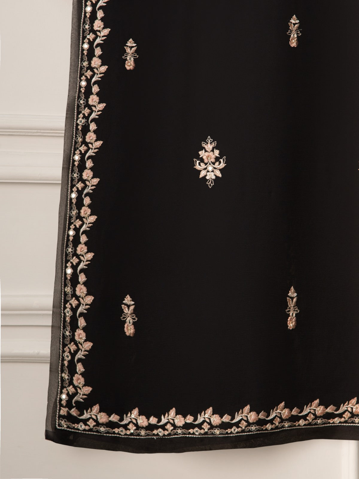 2 Piece - Pure Chiffon Embroidered Suit S110946 - Image 6