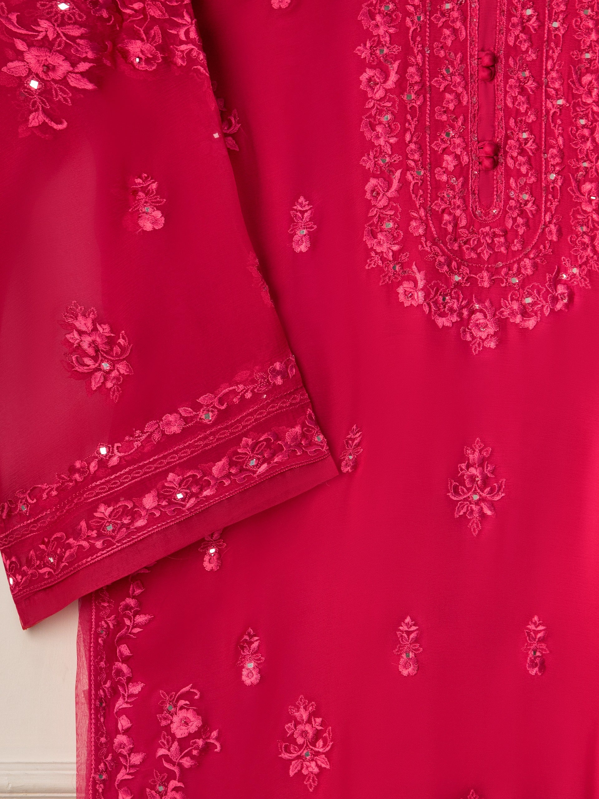 2 Piece - Pure Chiffon Embroidered Suit S110976 - Image 3