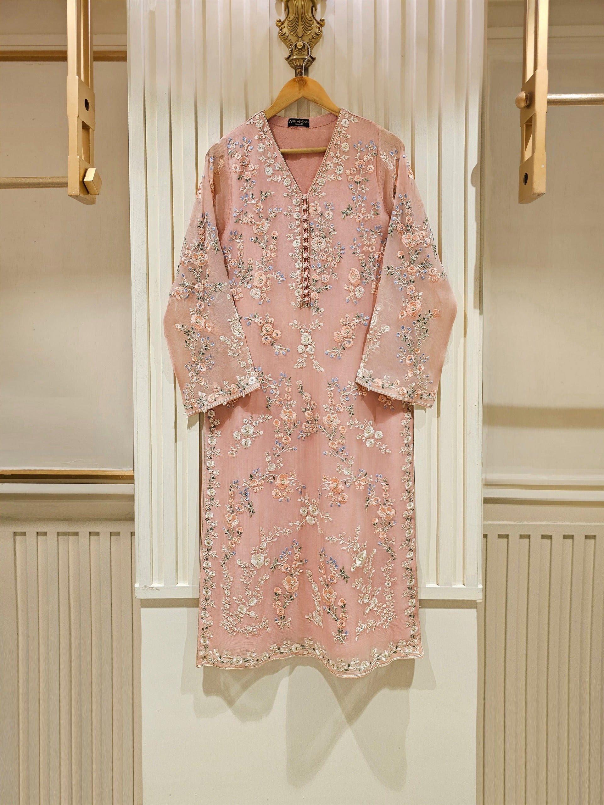 2 Piece - Pure Chiffon Embroidered Suit S111350 - Image 2
