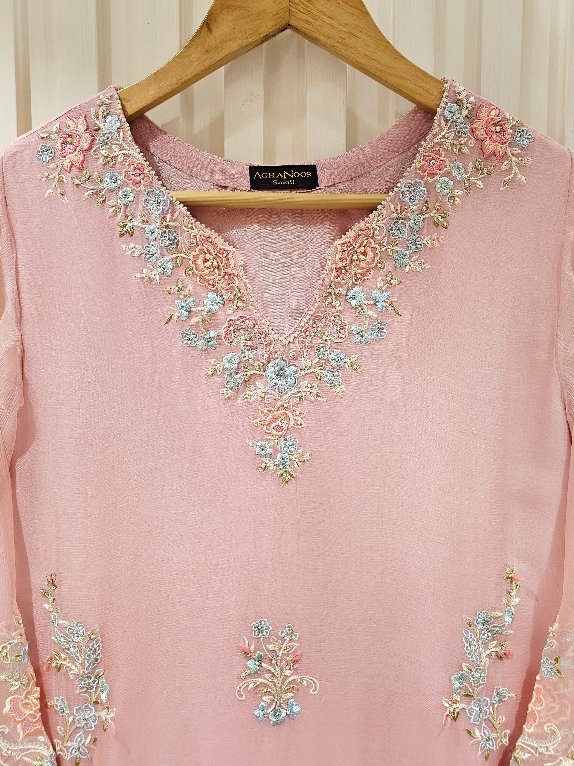 2 Piece - Pure Chiffon Embroidered Suit S111437 - Image 3