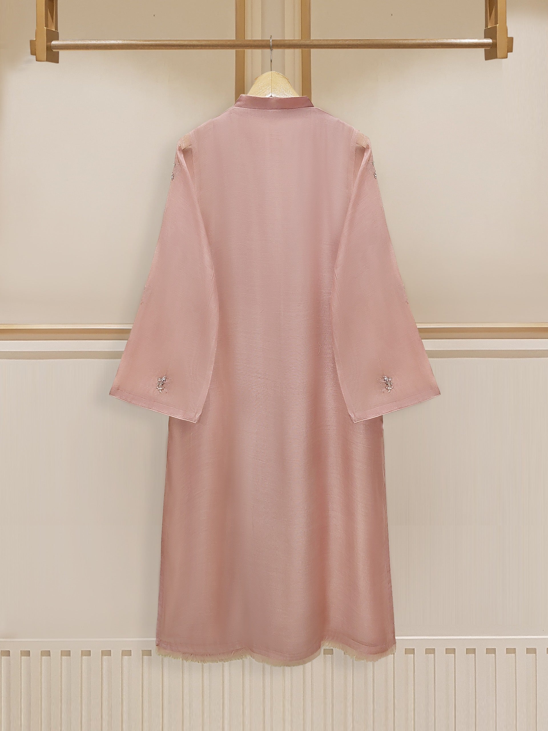 2 Piece - Pure Cotton Net Embroidered Suit S109987 - Image 9