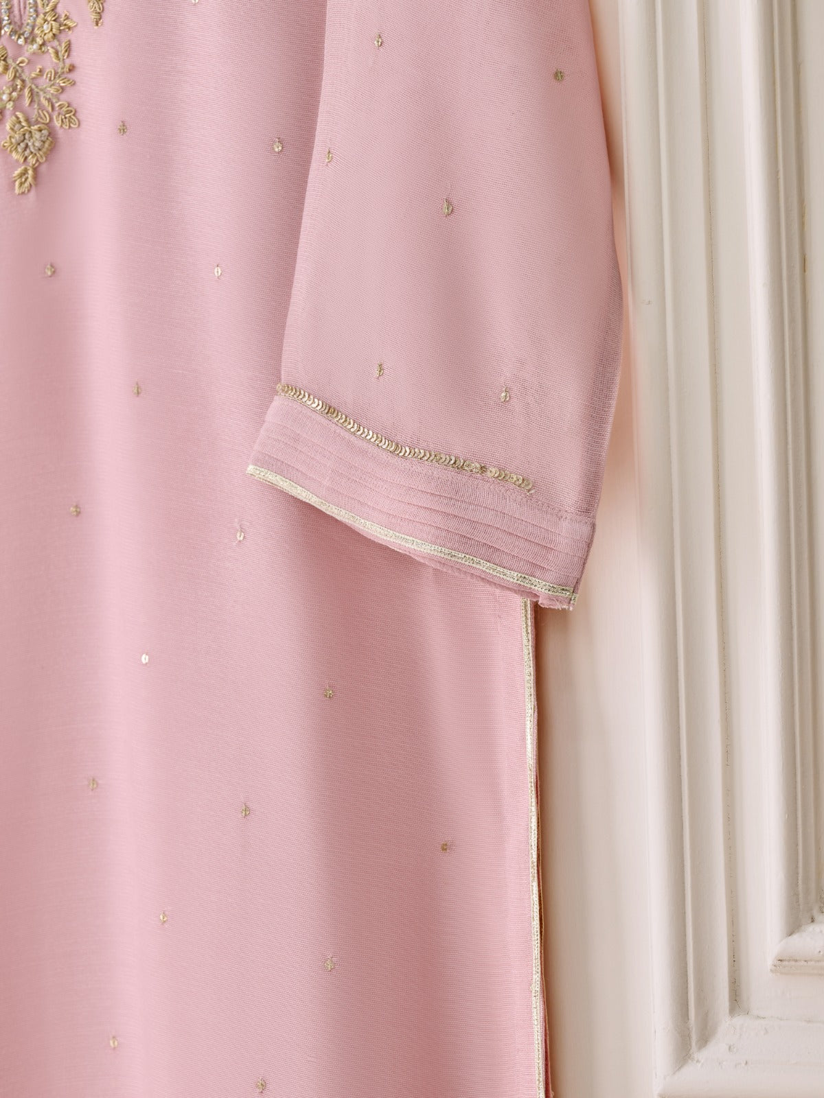 2 Piece - Pure Cotton Net Embroidered Suit S110421 - Image 2