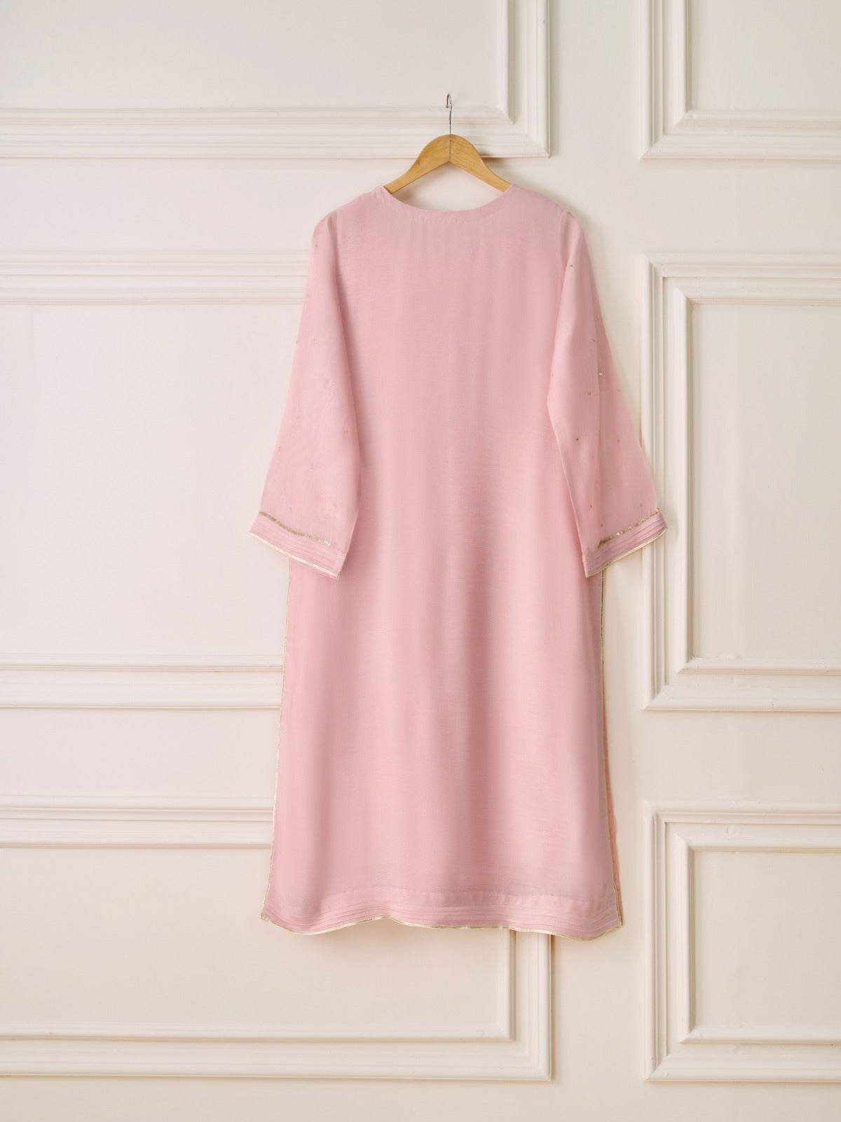 2 Piece - Pure Cotton Net Embroidered Suit S110421 - Image 3