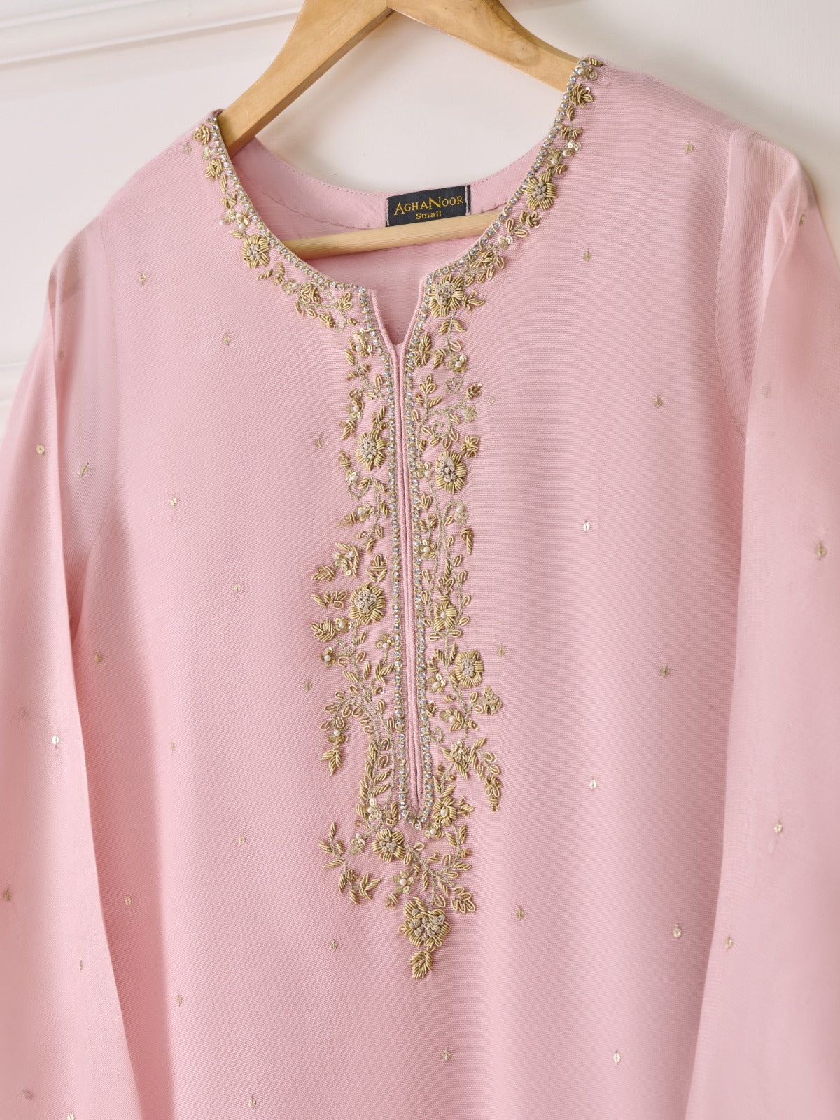 2 Piece - Pure Cotton Net Embroidered Suit S110421 - Image 5