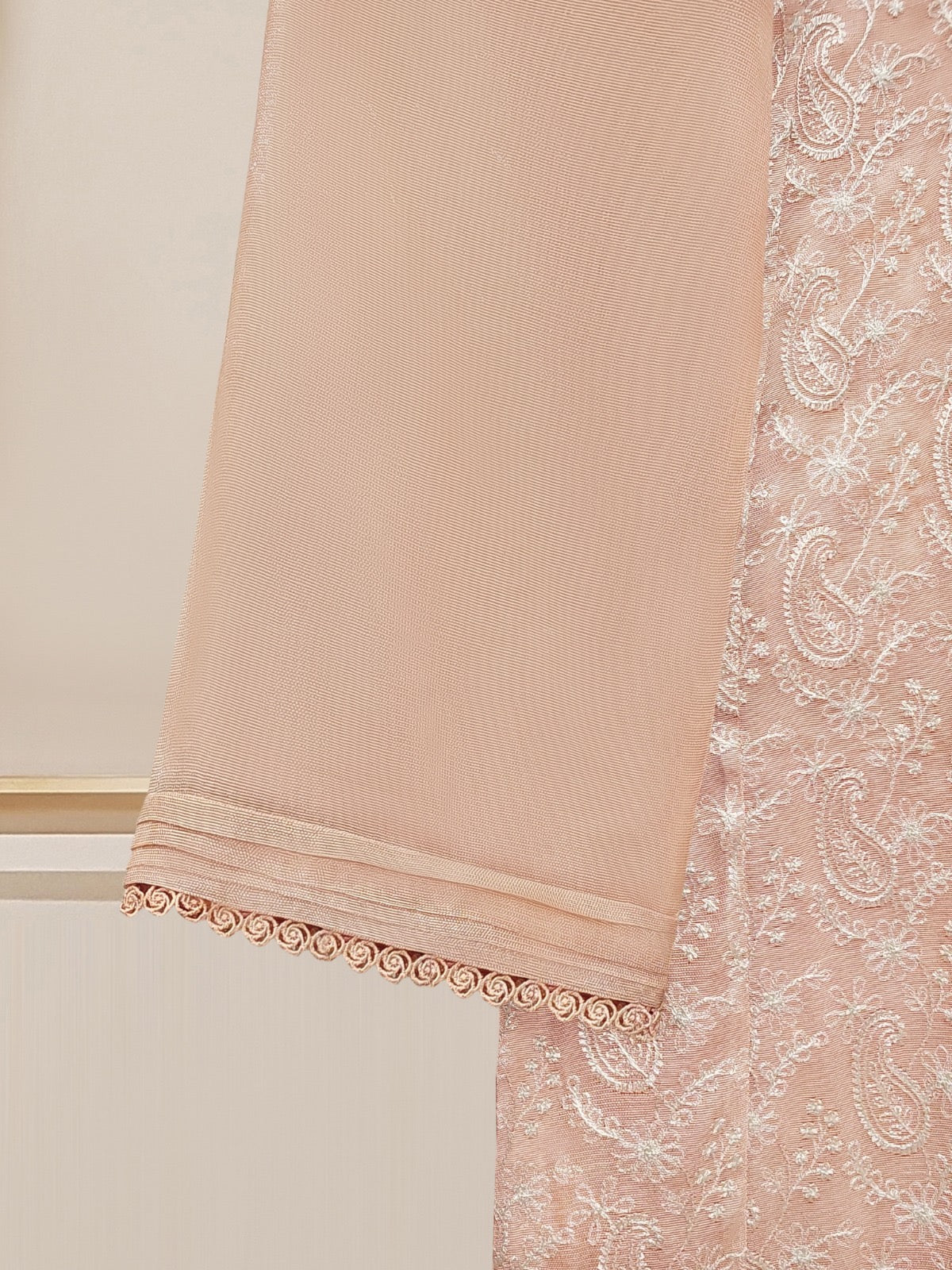 2 Piece - Pure Cotton Net Embroidered Suit S110460 - Image 3