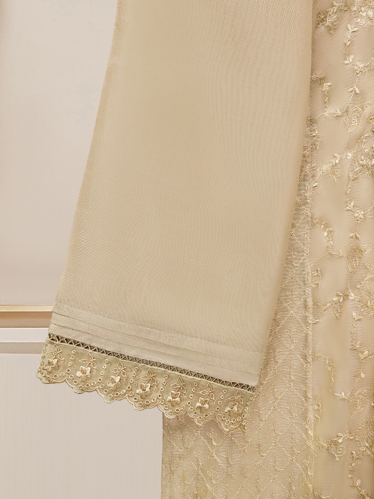 2 Piece - Pure Cotton Net Embroidered Suit S110461 - Image 3