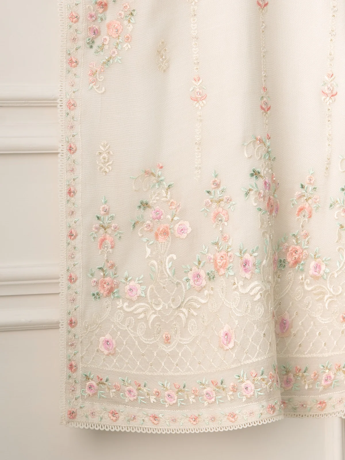 2 Piece- Pure Cotton Net Embroidered Suit S110731 - Image 4