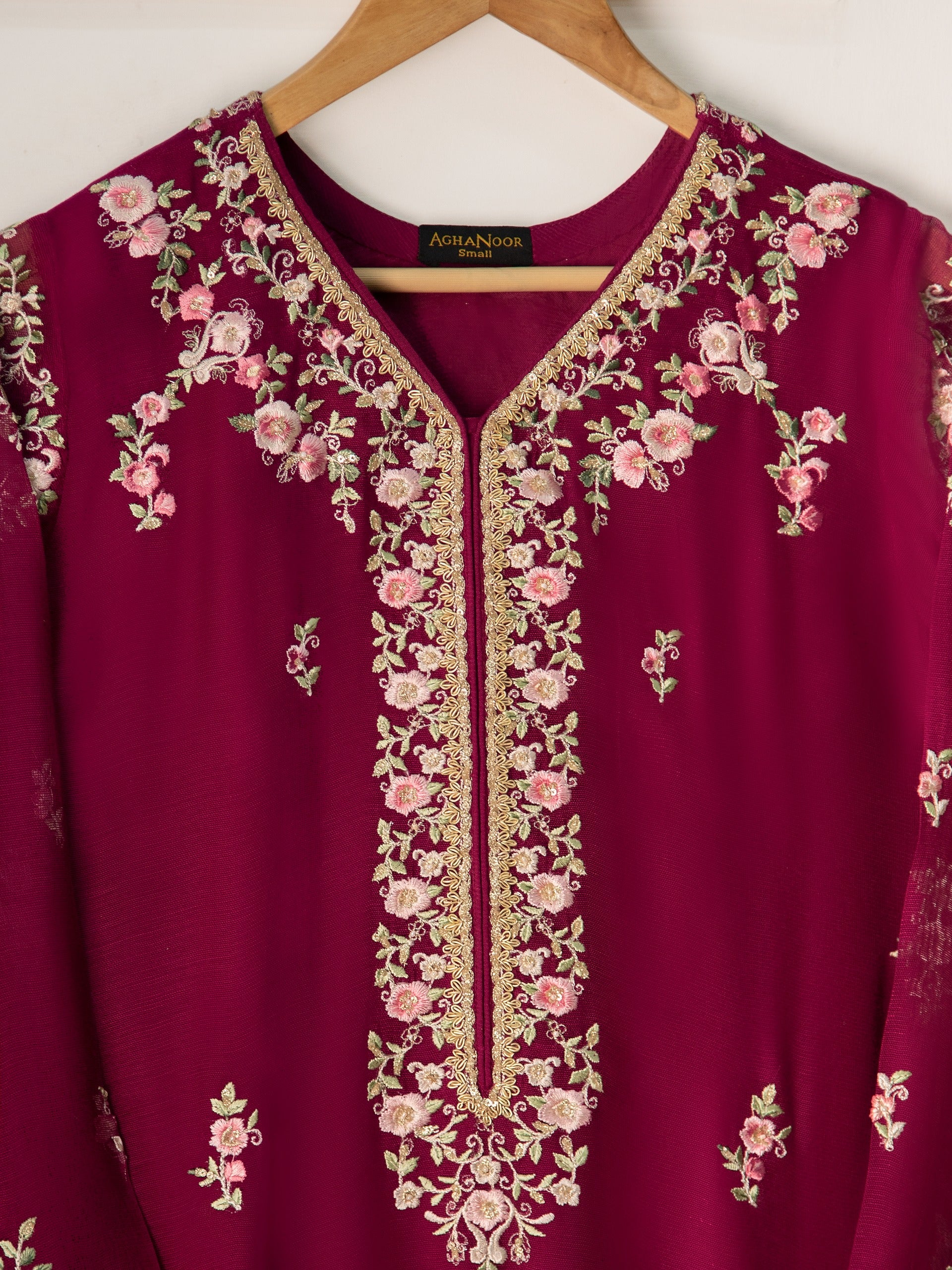 2 Piece- Pure Cotton Net Embroidered Suit S110745 - Image 2