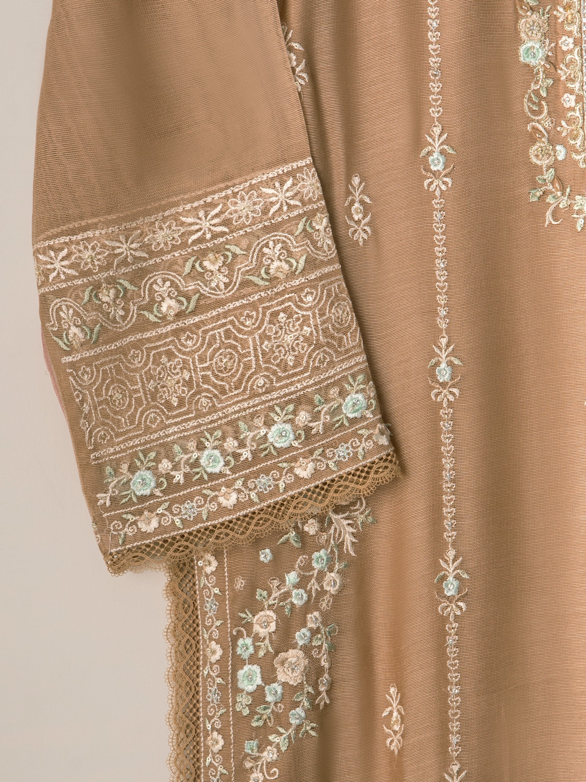 2 Piece- Pure Cotton Net Embroidered Suit S110762 - Image 3