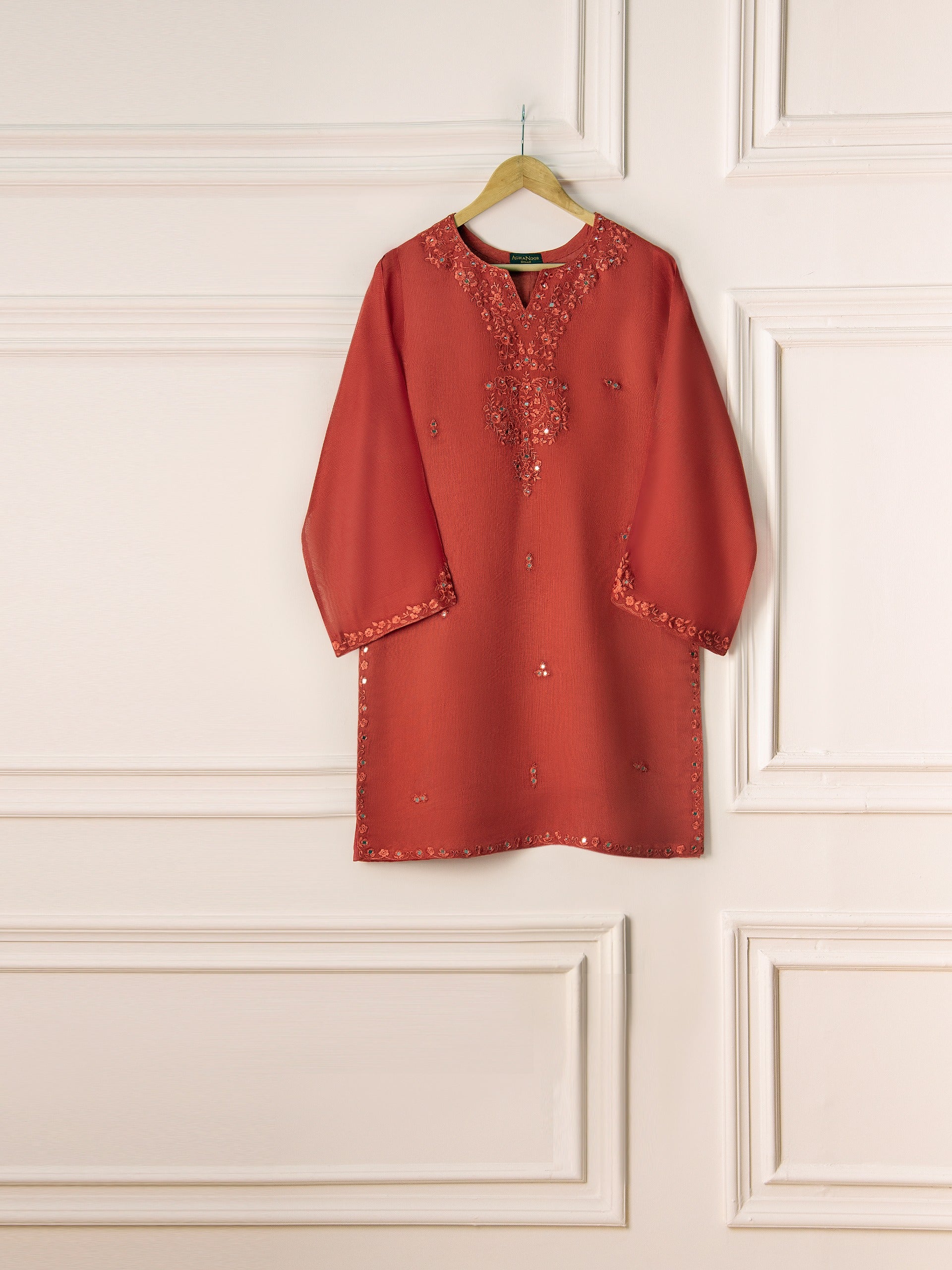 2 Piece- Pure Cotton Net Embroidered Suit S110847