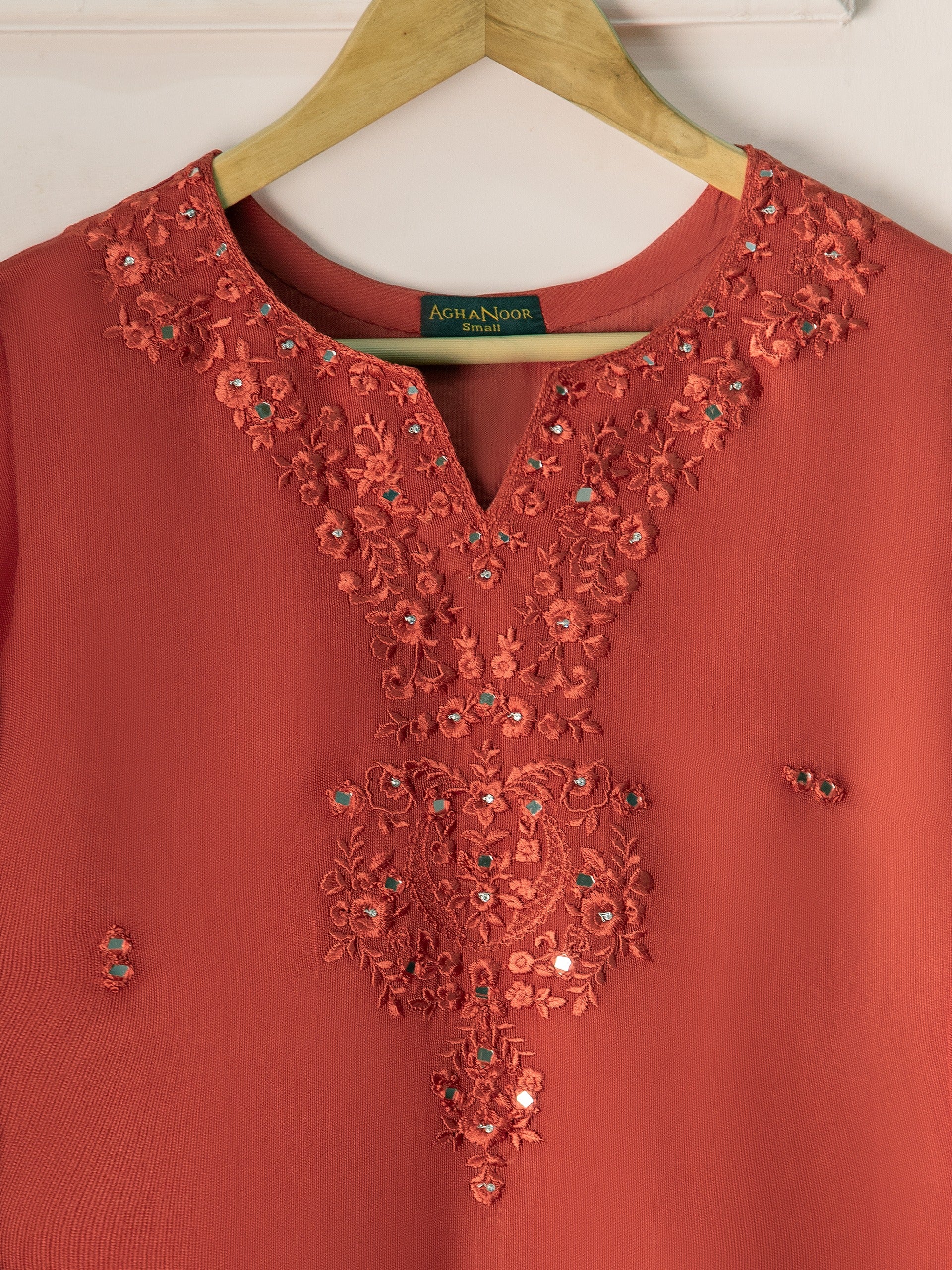 2 Piece- Pure Cotton Net Embroidered Suit S110847 - Image 2