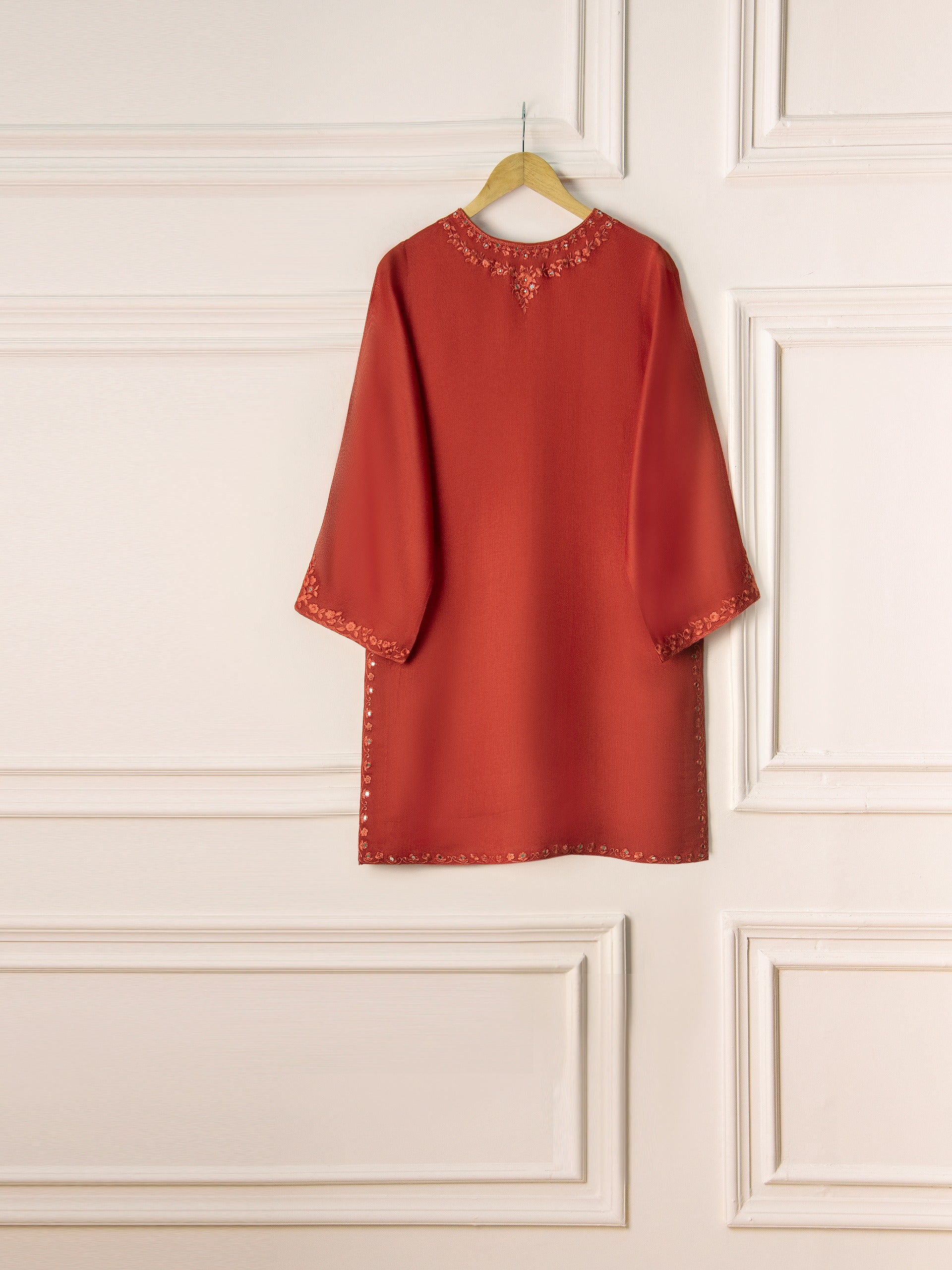 2 Piece- Pure Cotton Net Embroidered Suit S110847 - Image 4