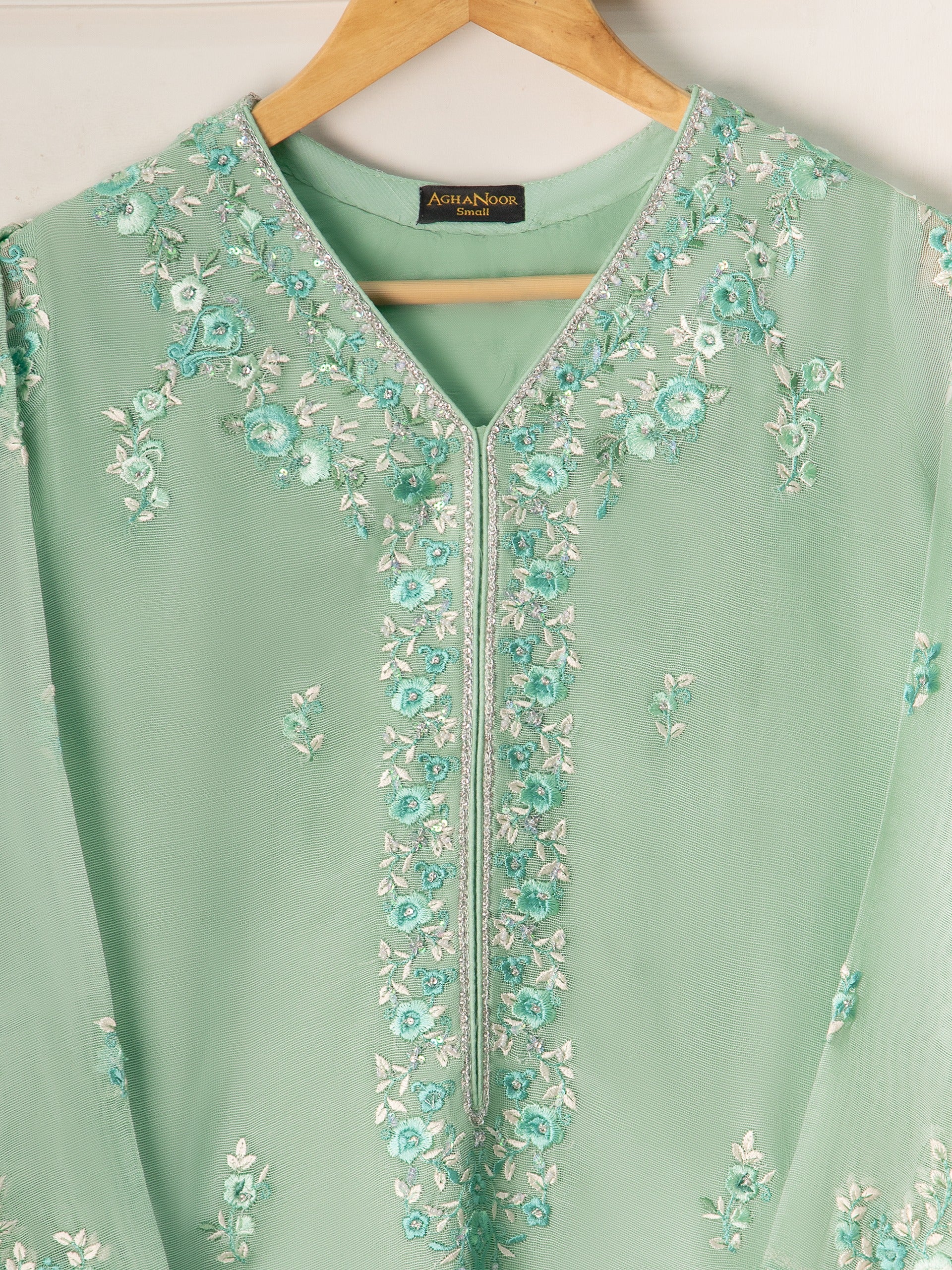2 Piece - Pure Cotton Net Embroidered Suit S110914 - Image 2