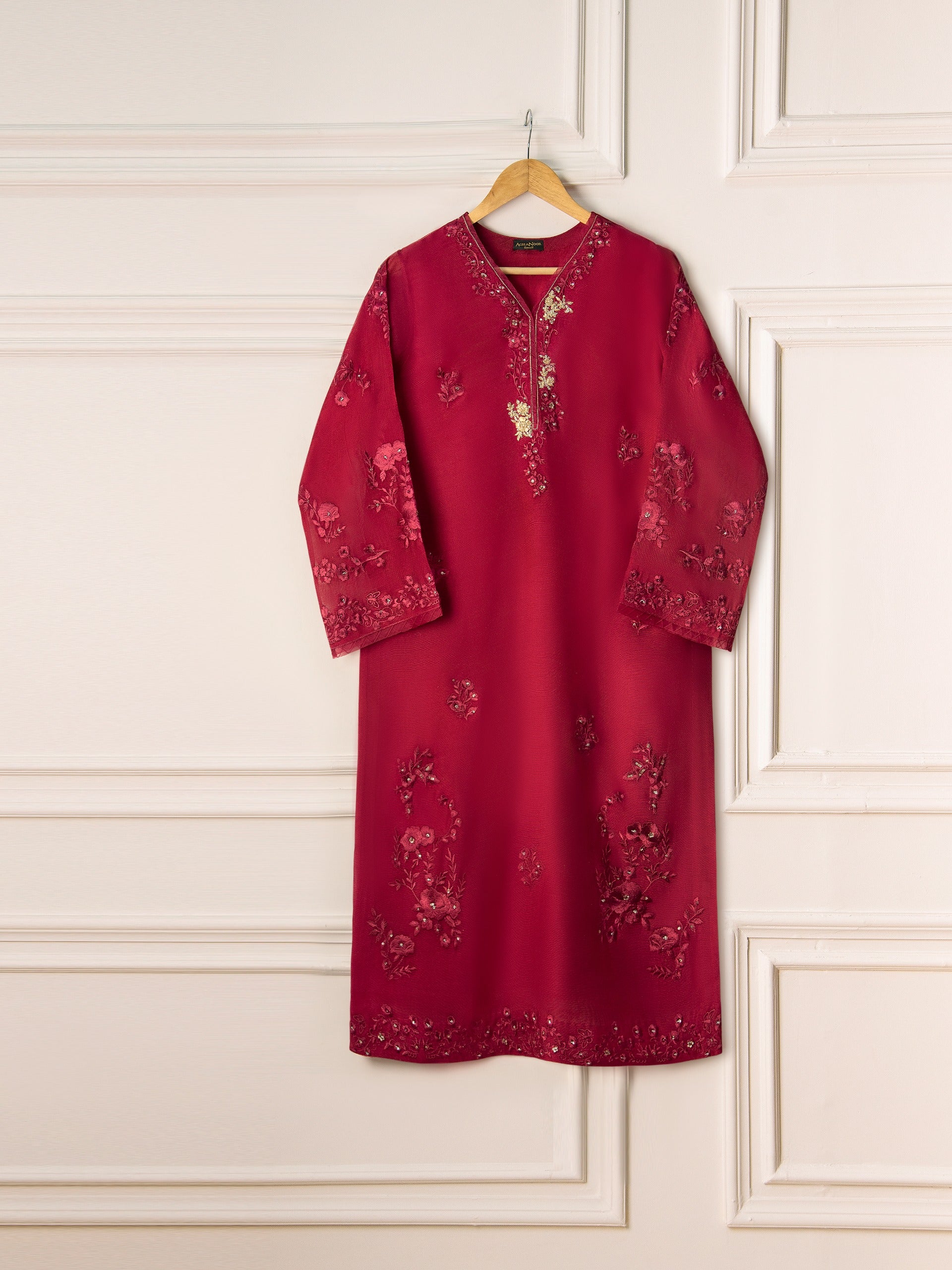 2 Piece - Pure Cotton Net Embroidered Suit S110949