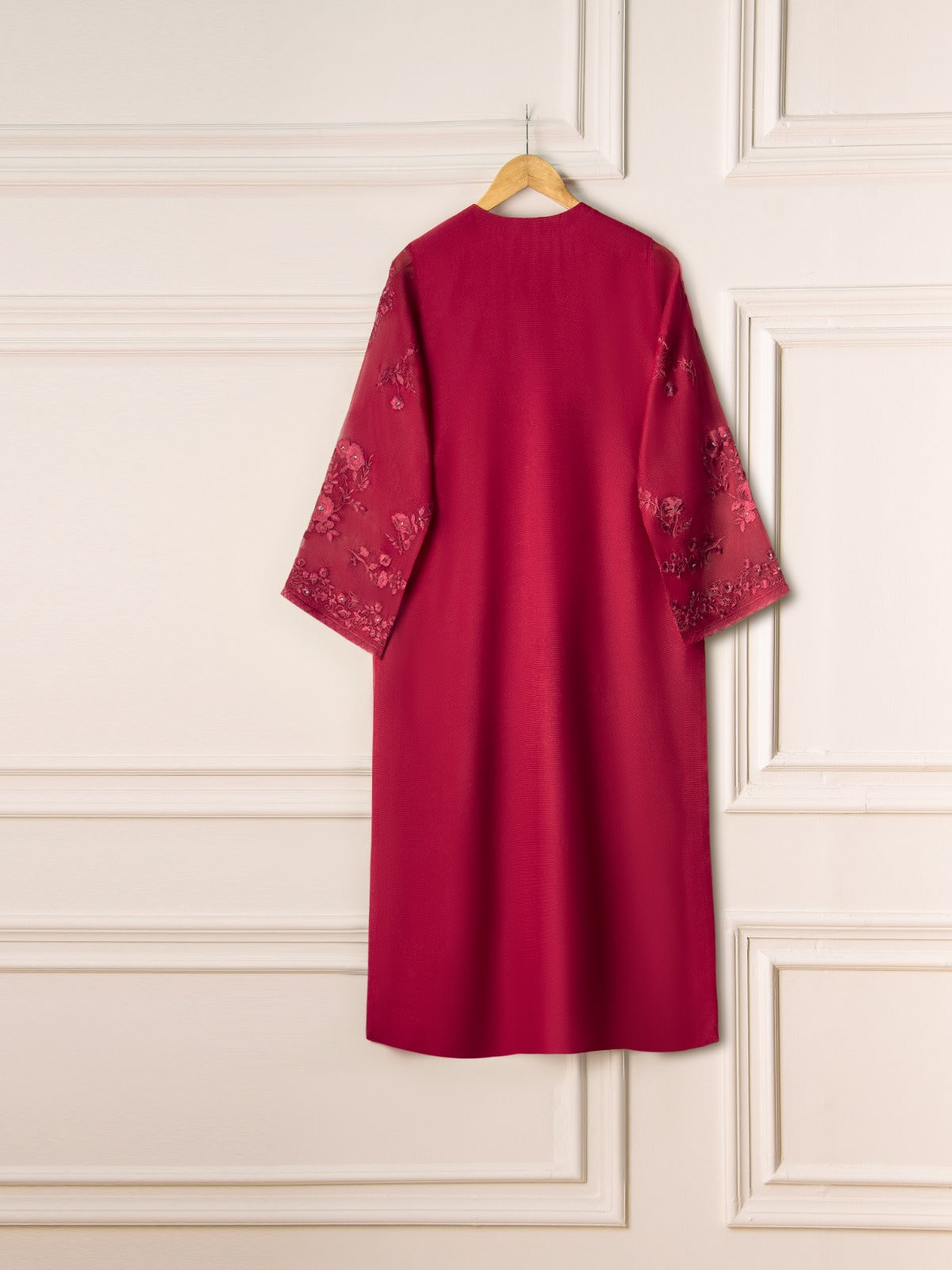 2 Piece - Pure Cotton Net Embroidered Suit S110949 - Image 5