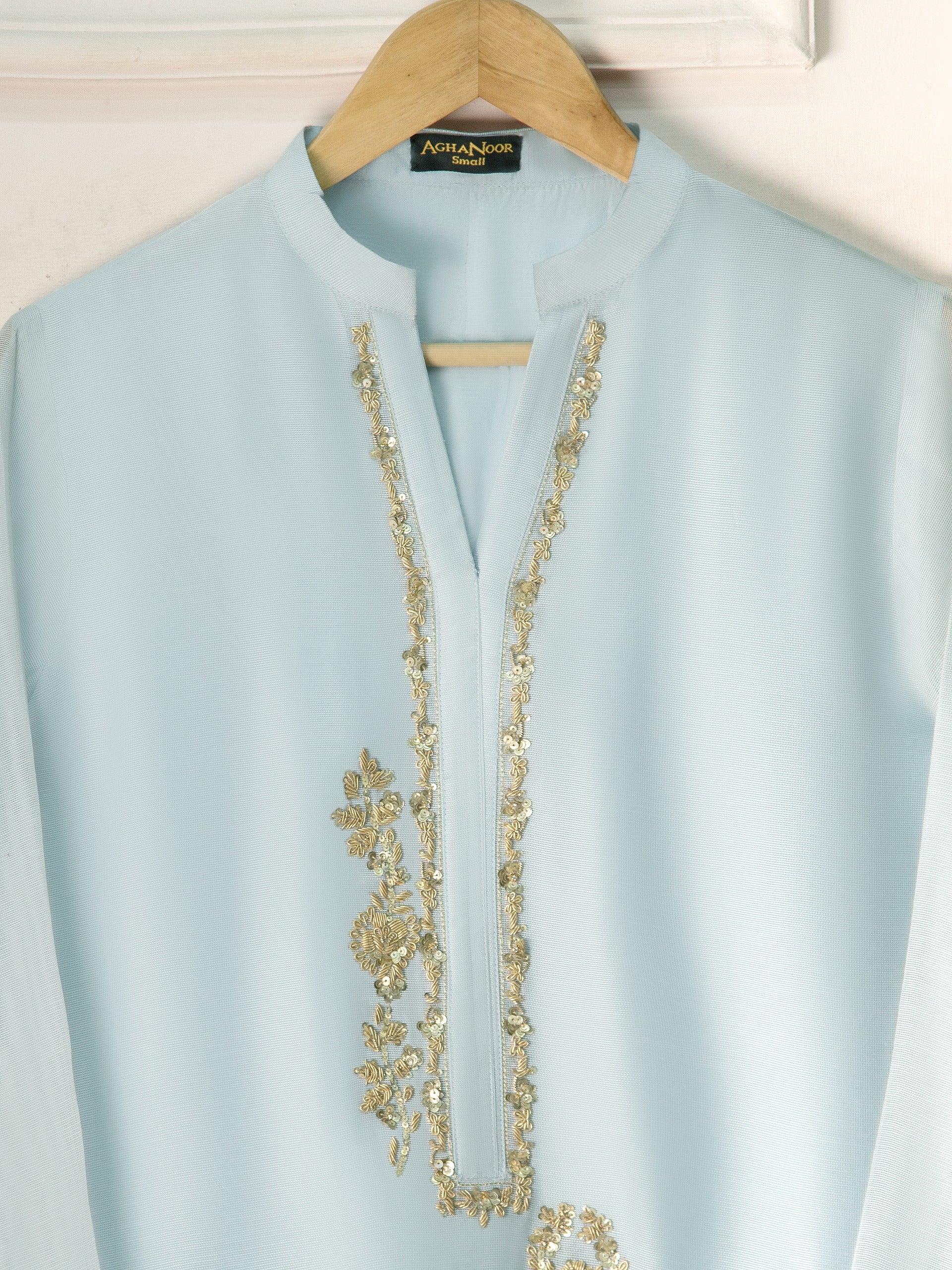 2 Piece - Pure Cotton Net Embroidered Suit S111252 - Image 2