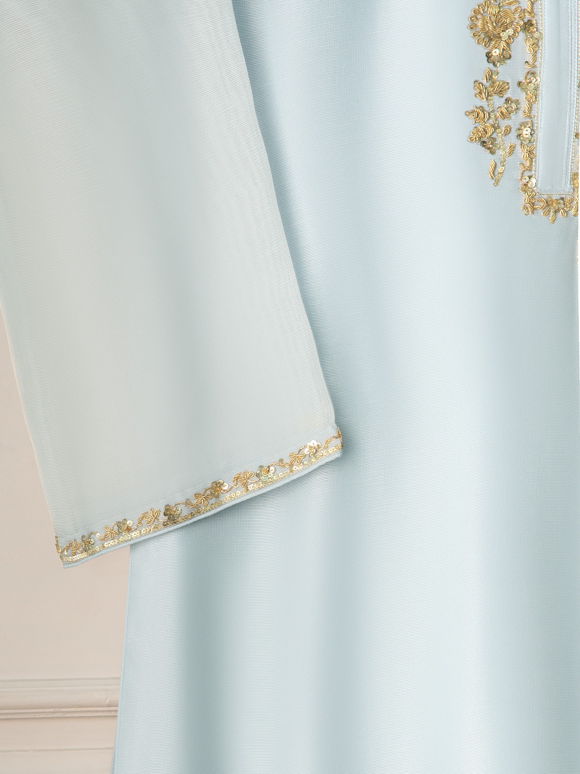 2 Piece - Pure Cotton Net Embroidered Suit S111252 - Image 3