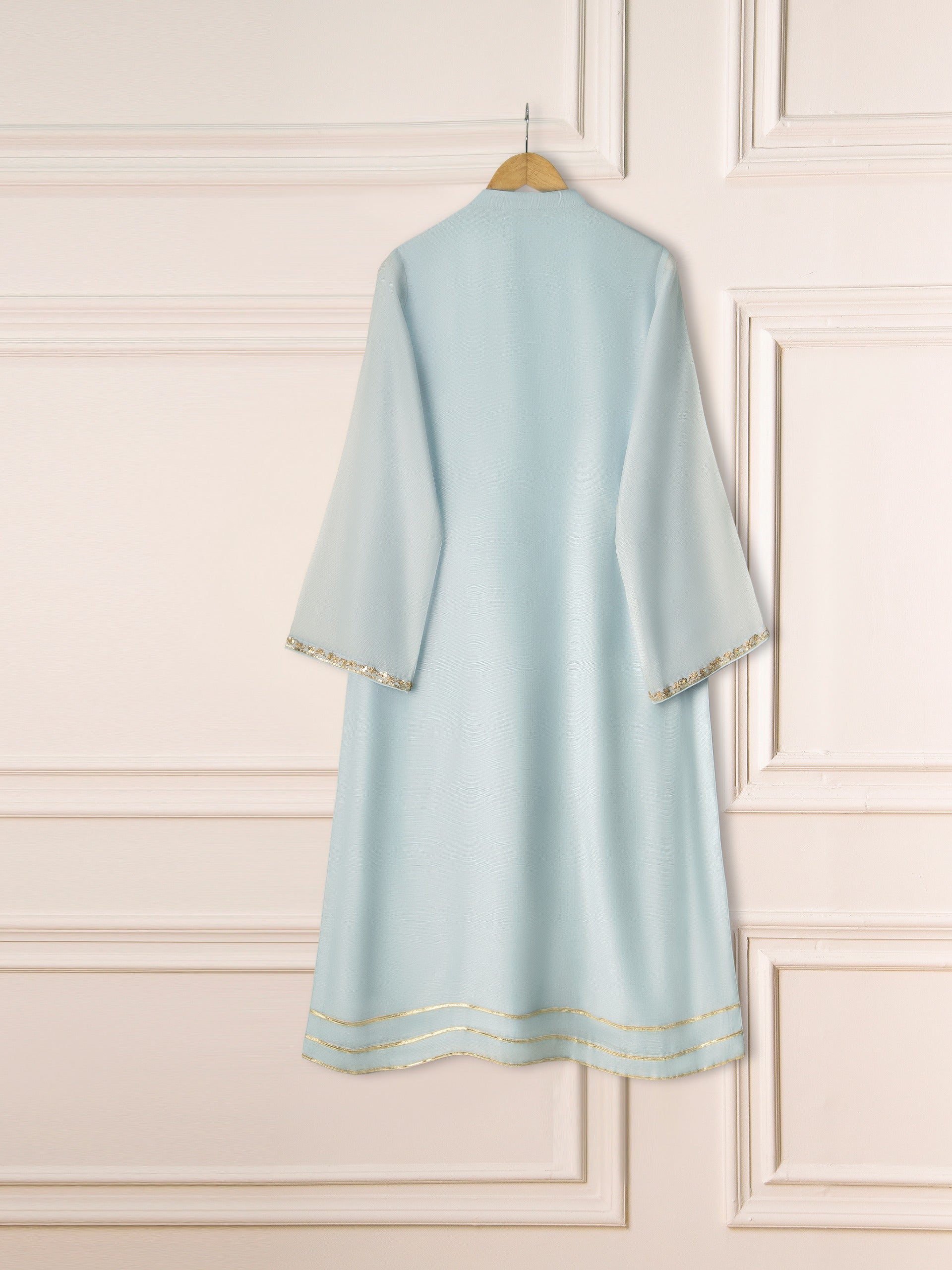 2 Piece - Pure Cotton Net Embroidered Suit S111252 - Image 5