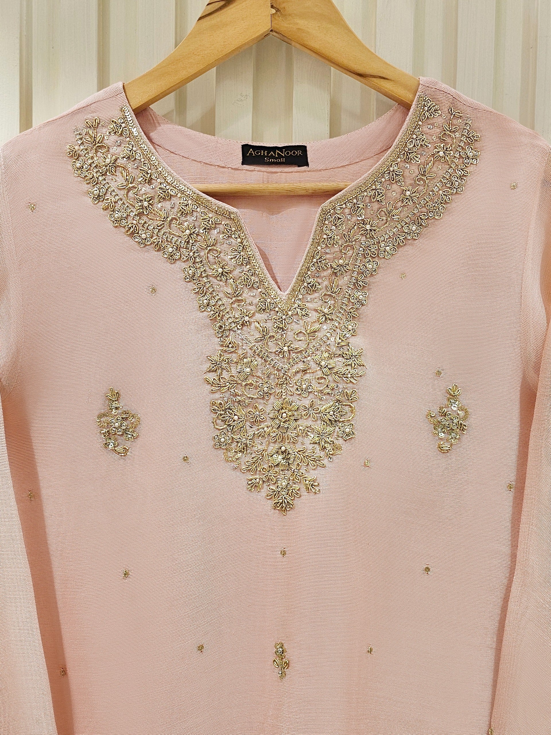 2 Piece - Pure Cotton Net Embroidered Suit S111302 - Image 2