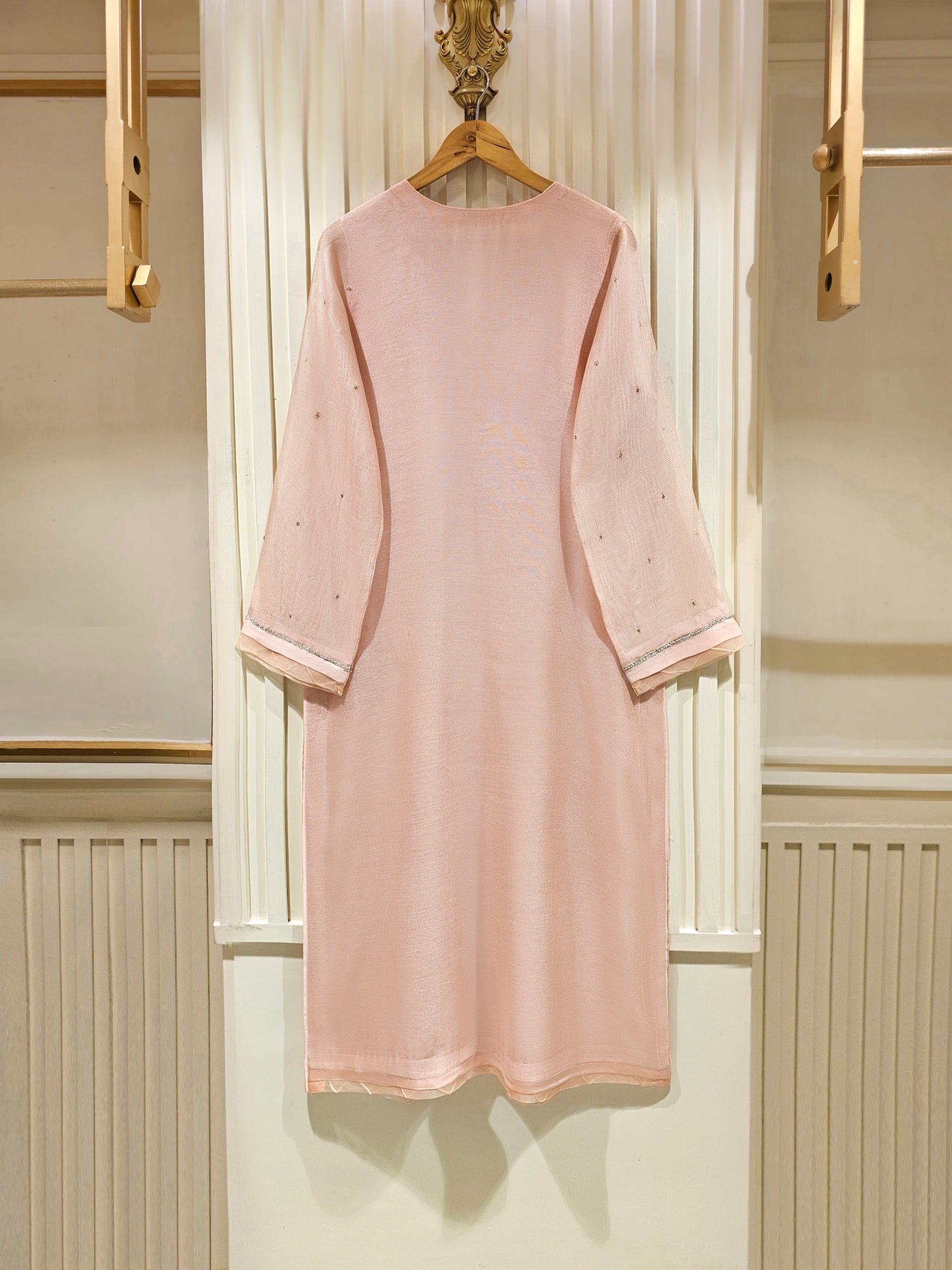 2 Piece - Pure Cotton Net Embroidered Suit S111302 - Image 4