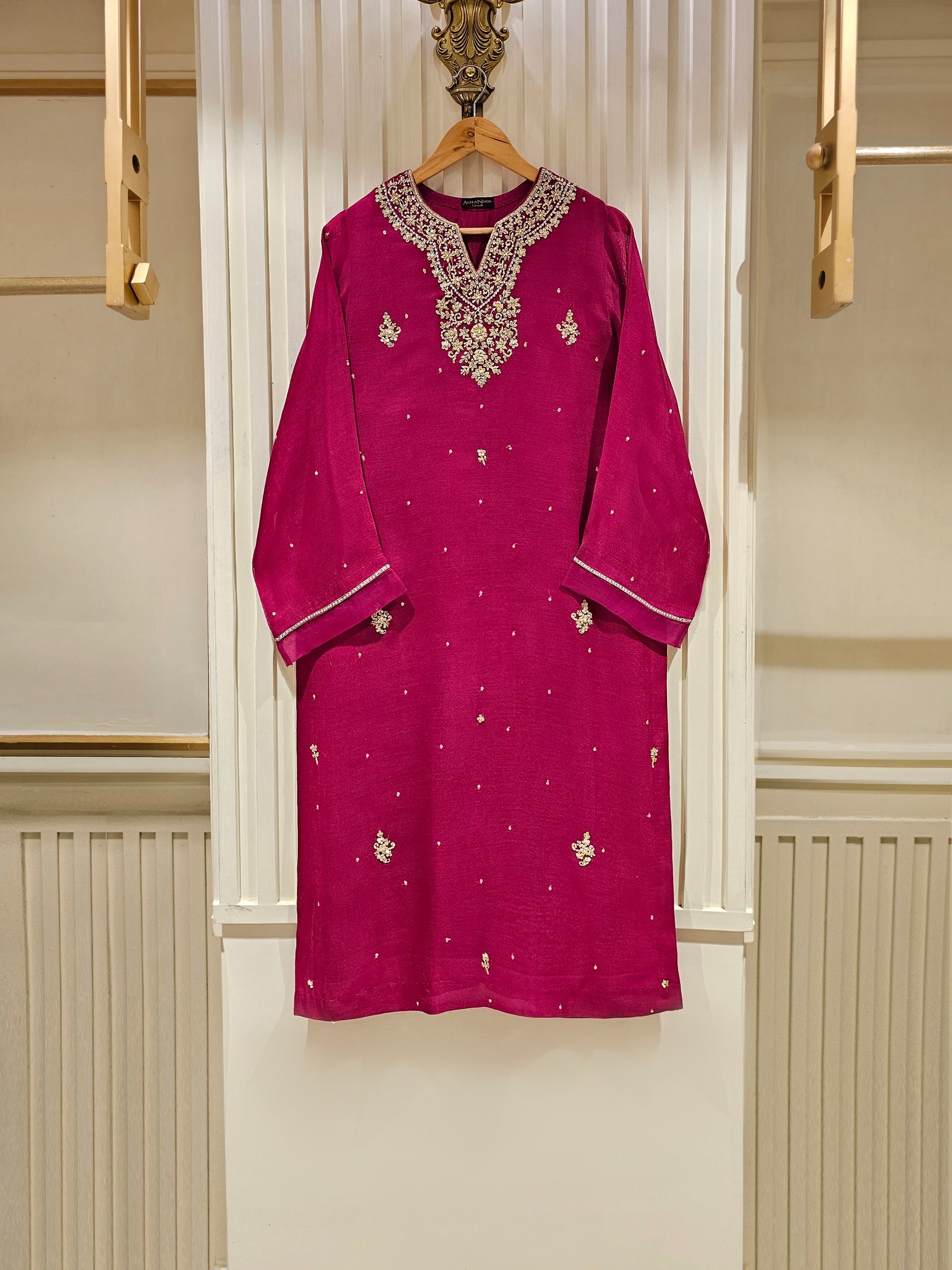 2 Piece - Pure Cotton Net Embroidered Suit S111339