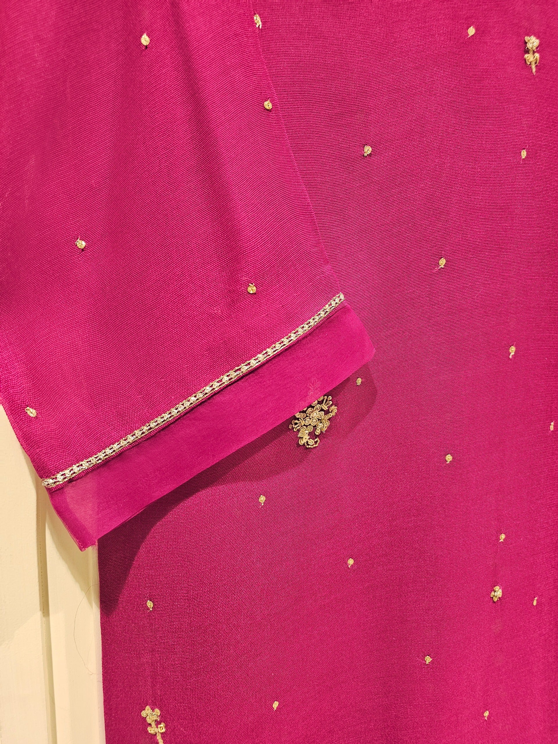 2 Piece - Pure Cotton Net Embroidered Suit S111339 - Image 3