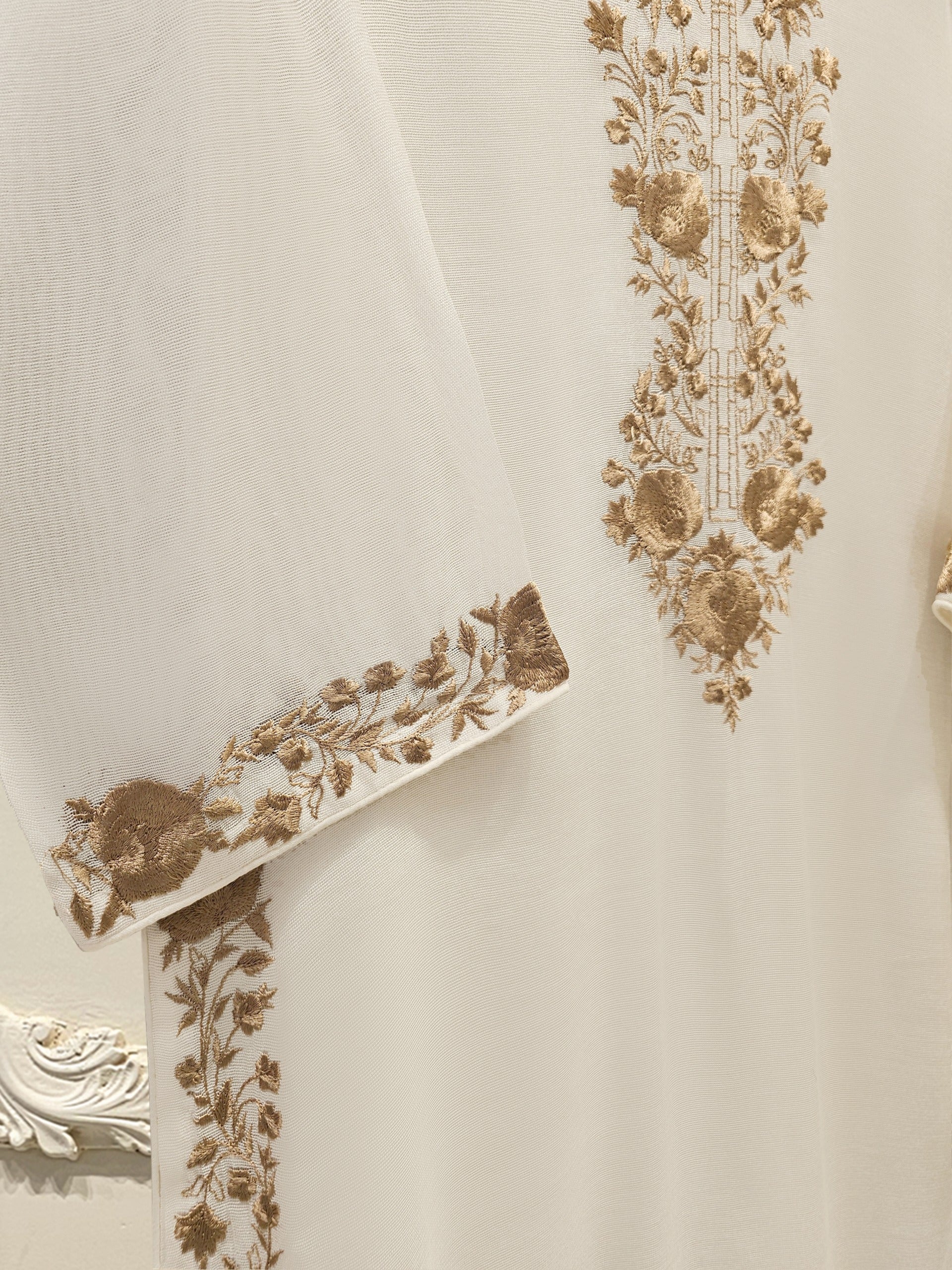 2 Piece - Pure Cotton Net Embroidered Suit S111700 - Image 3