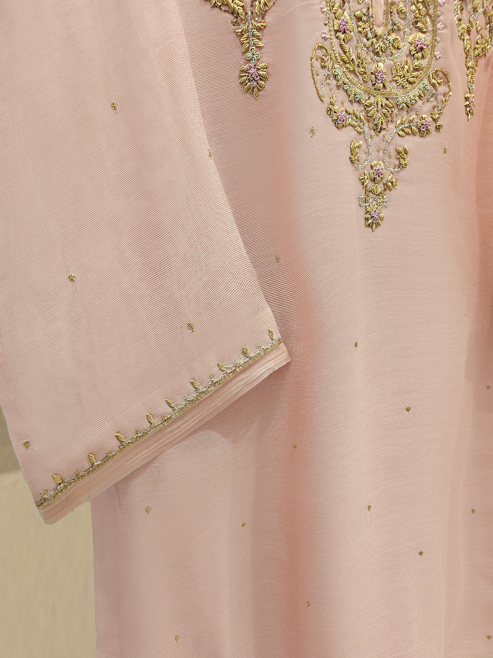 2 Piece - Pure Cotton Net Embroidered Suit S111705 - Image 4