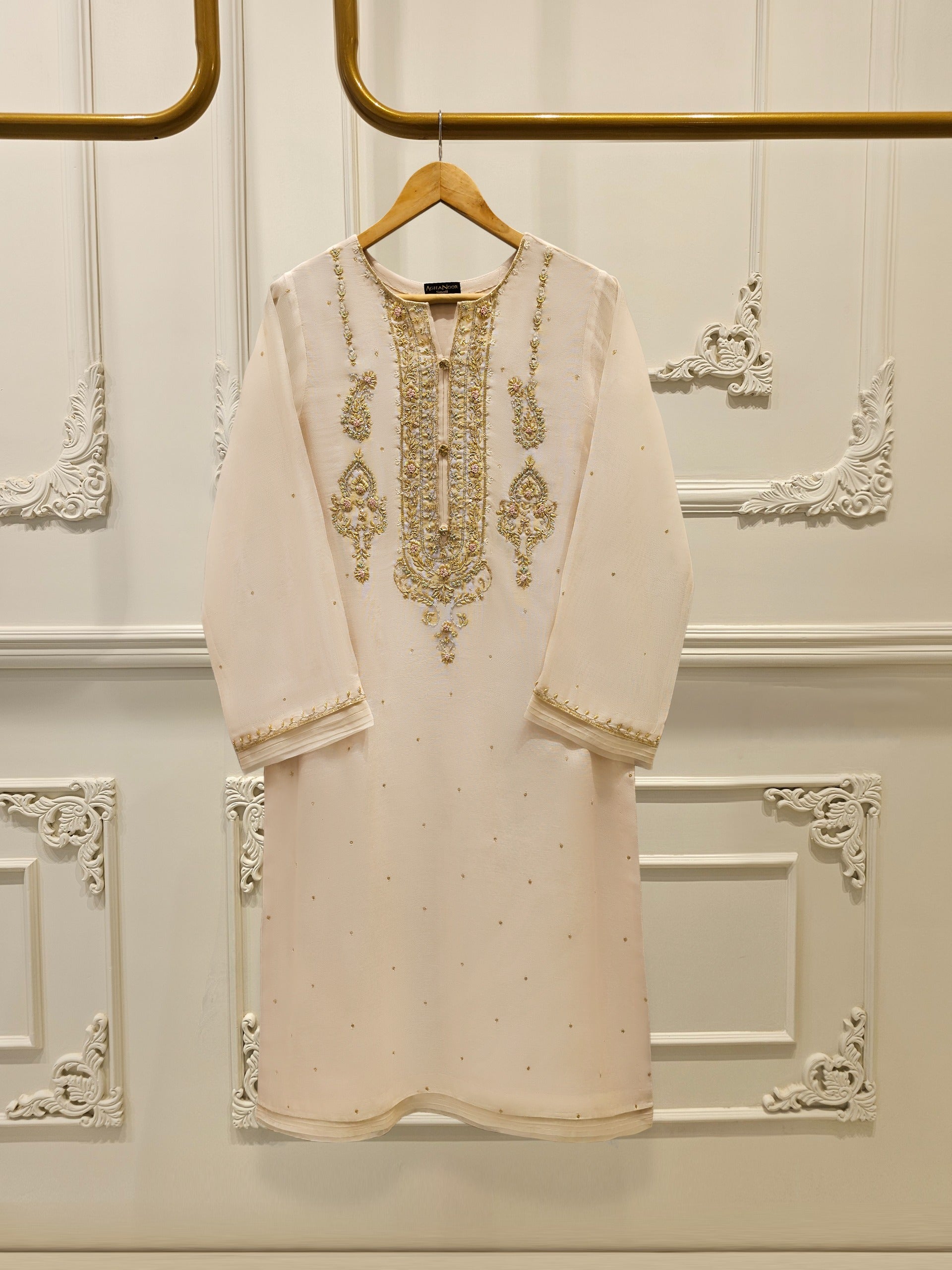 2 Piece - Pure Cotton Net Embroidered Suit S111714
