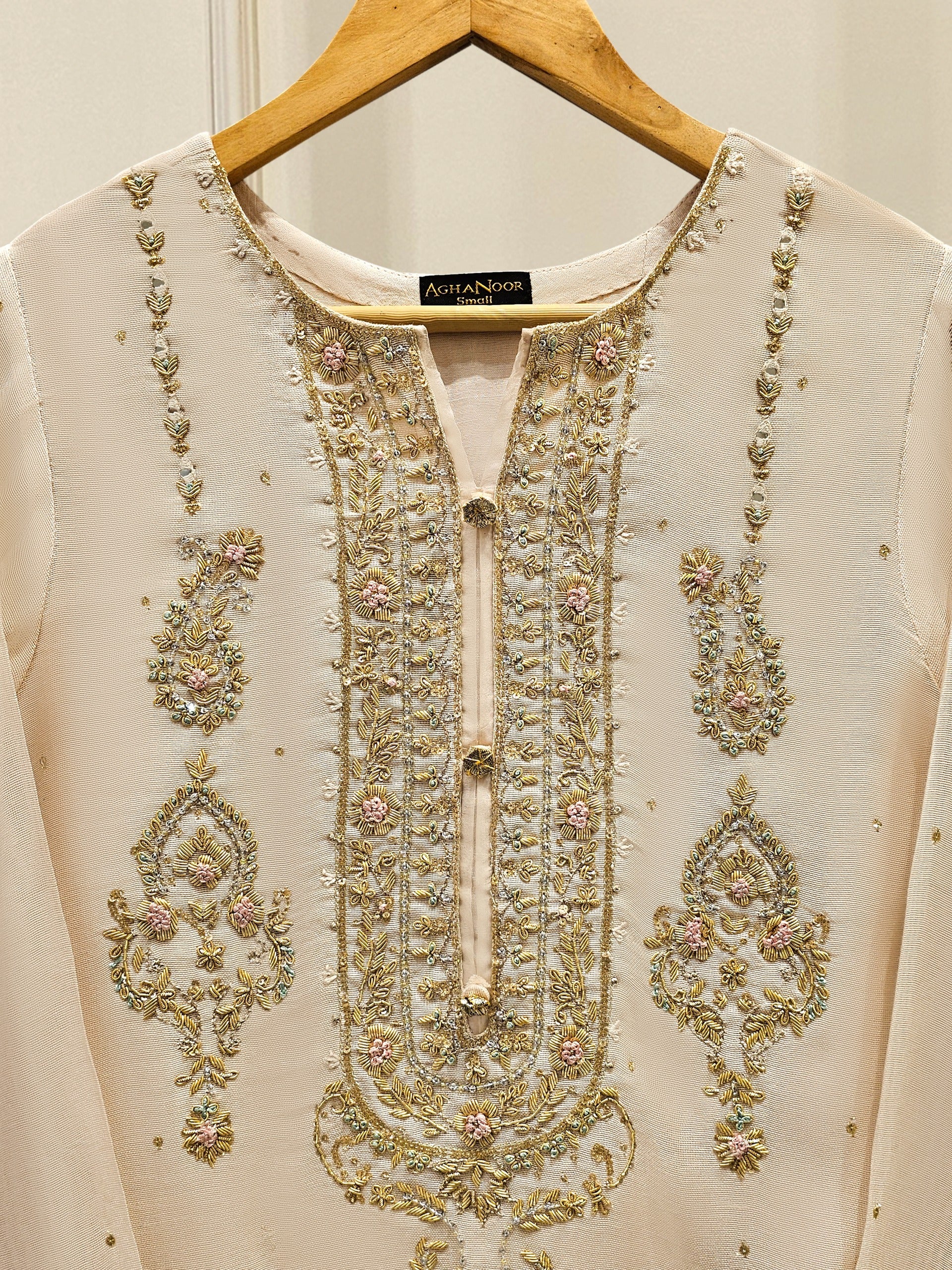 2 Piece - Pure Cotton Net Embroidered Suit S111714 - Image 2
