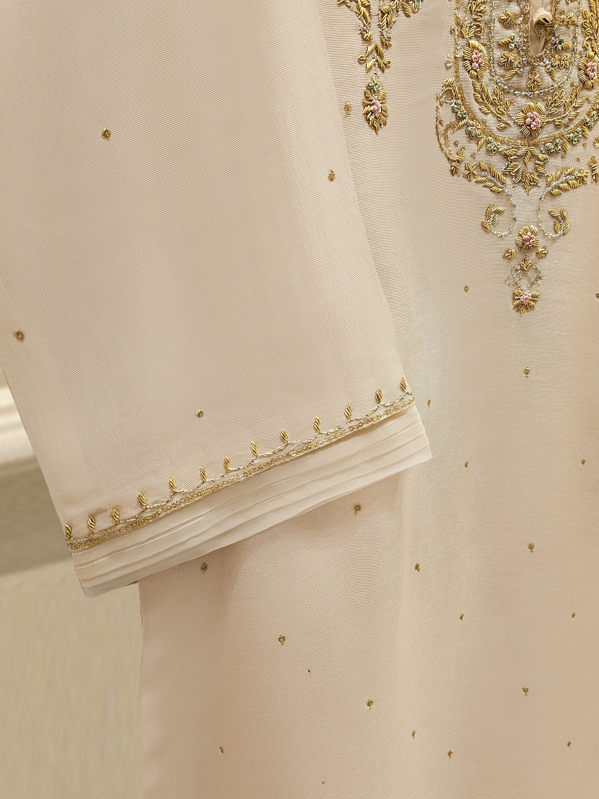 2 Piece - Pure Cotton Net Embroidered Suit S111714 - Image 3