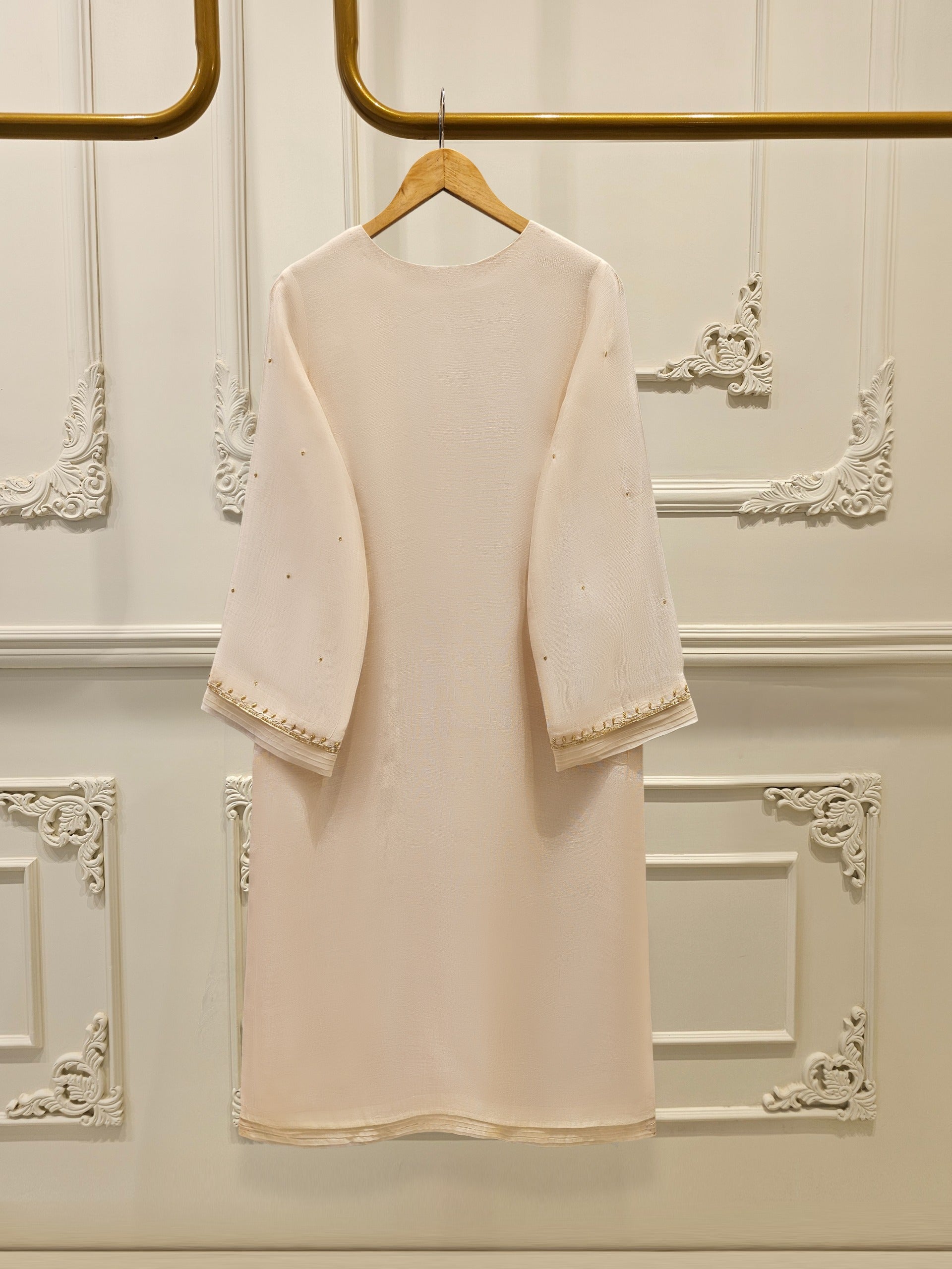 2 Piece - Pure Cotton Net Embroidered Suit S111714 - Image 4