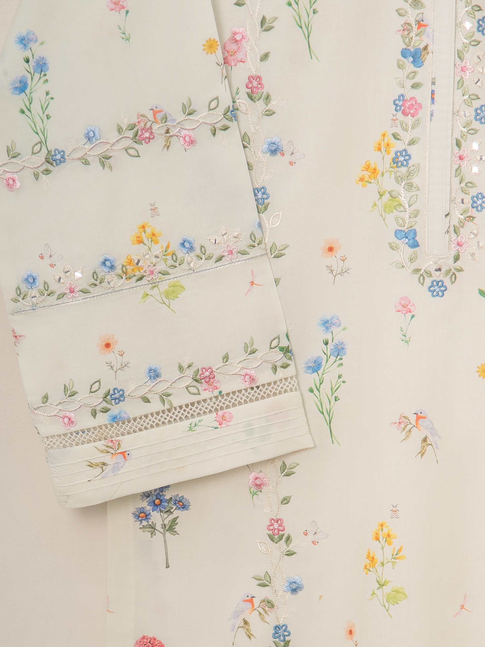 2 Piece - Pure Embroidered Cambric Suit S111319 - Image 3