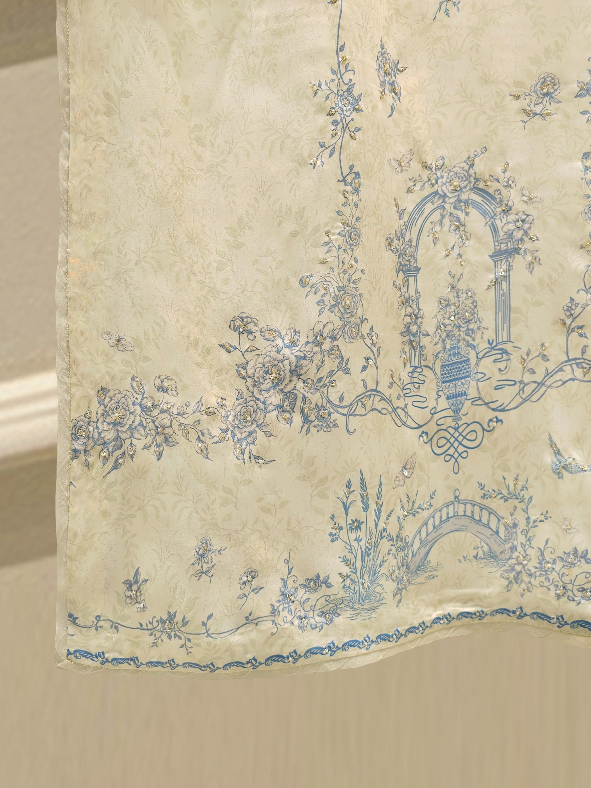 2 Piece - Pure Embroidered Chameuse Silk Suit S112237 - Image 4