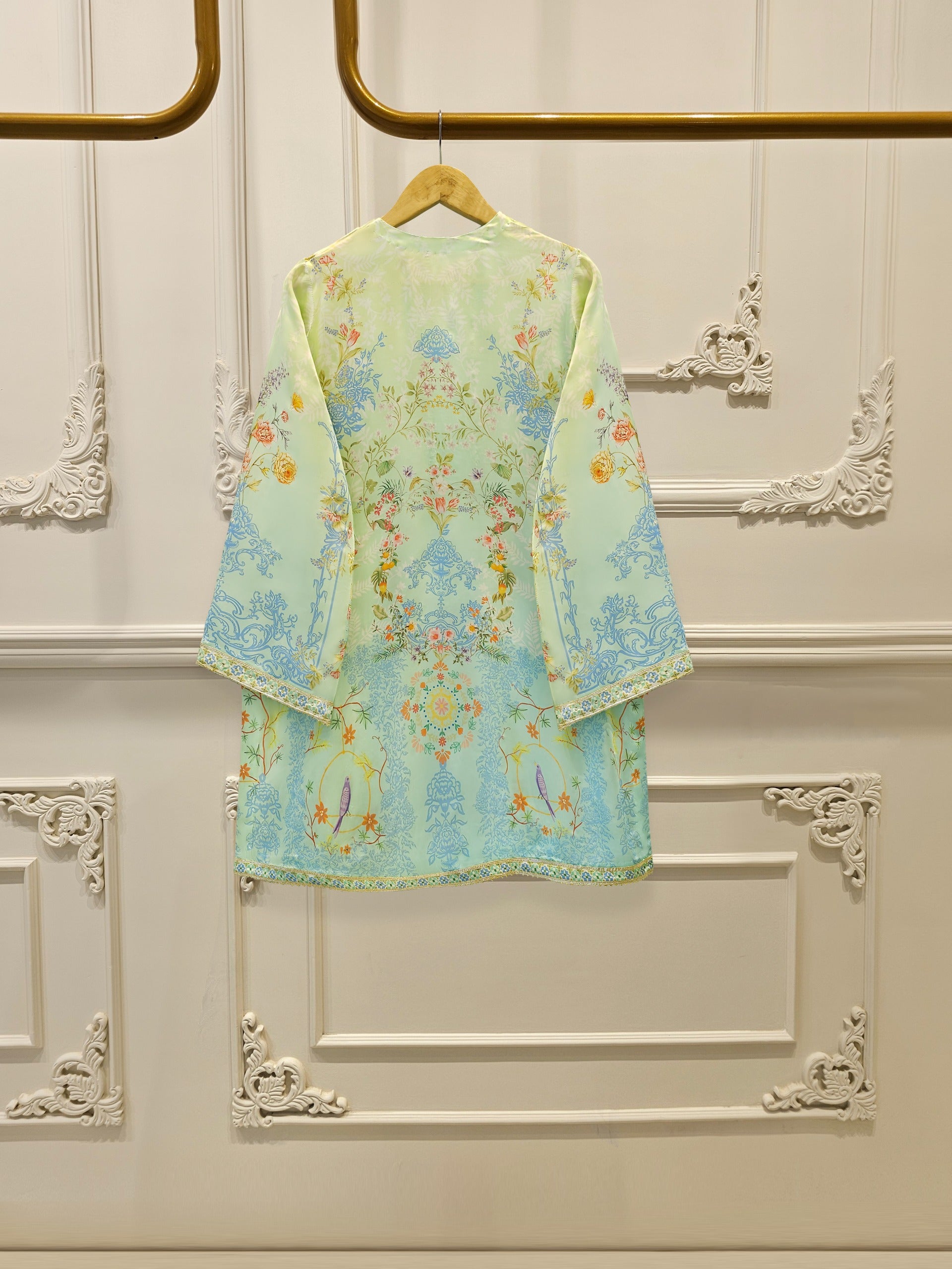 2 Piece - Pure Embroidered Charmeuse Silk Suit S112104 - Image 4