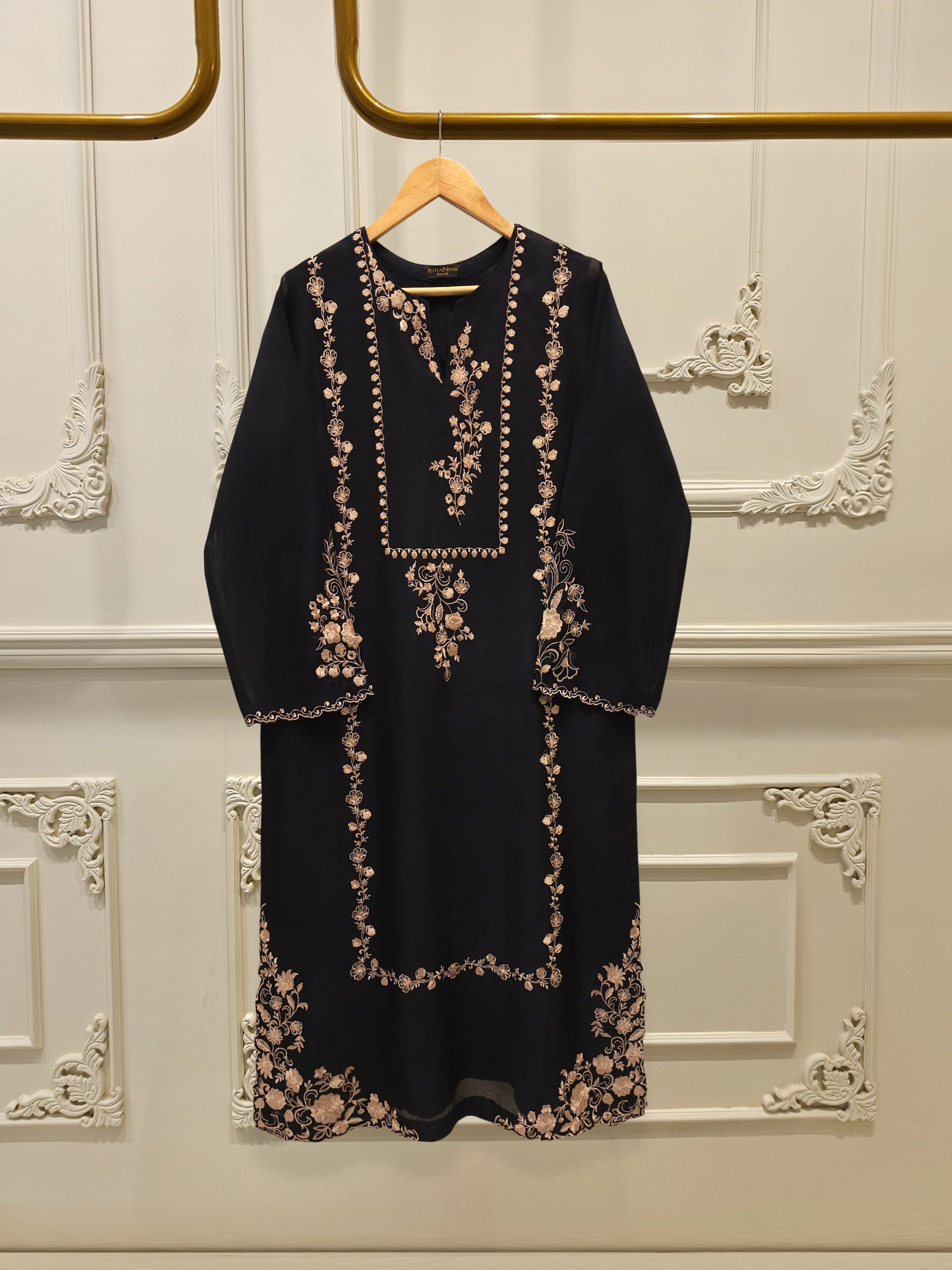 2 Piece - Pure Embroidered Cotton Net Suit S111858