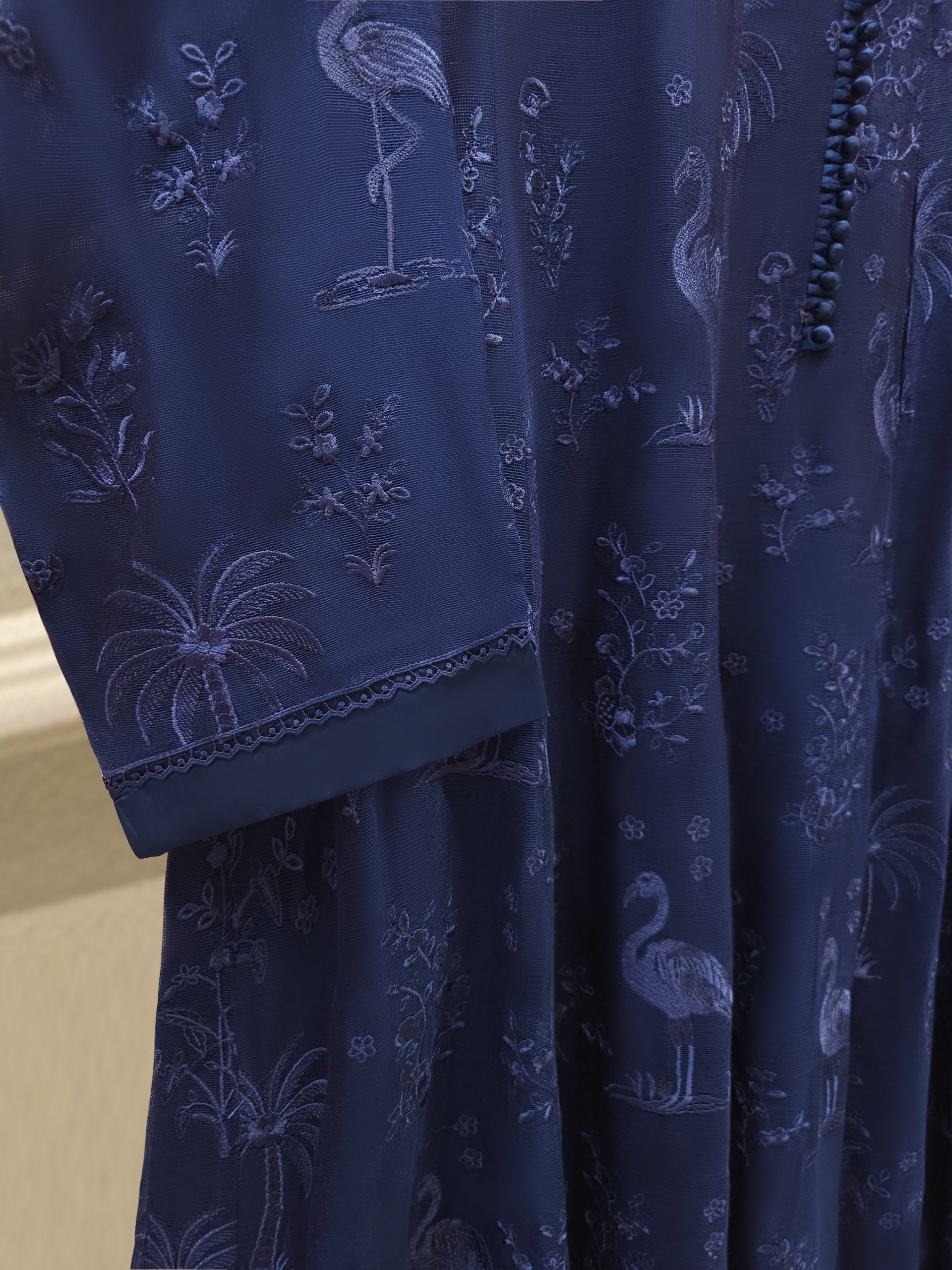 2 Piece - Pure Embroidered Cotton Net Suit S111864 - Image 3