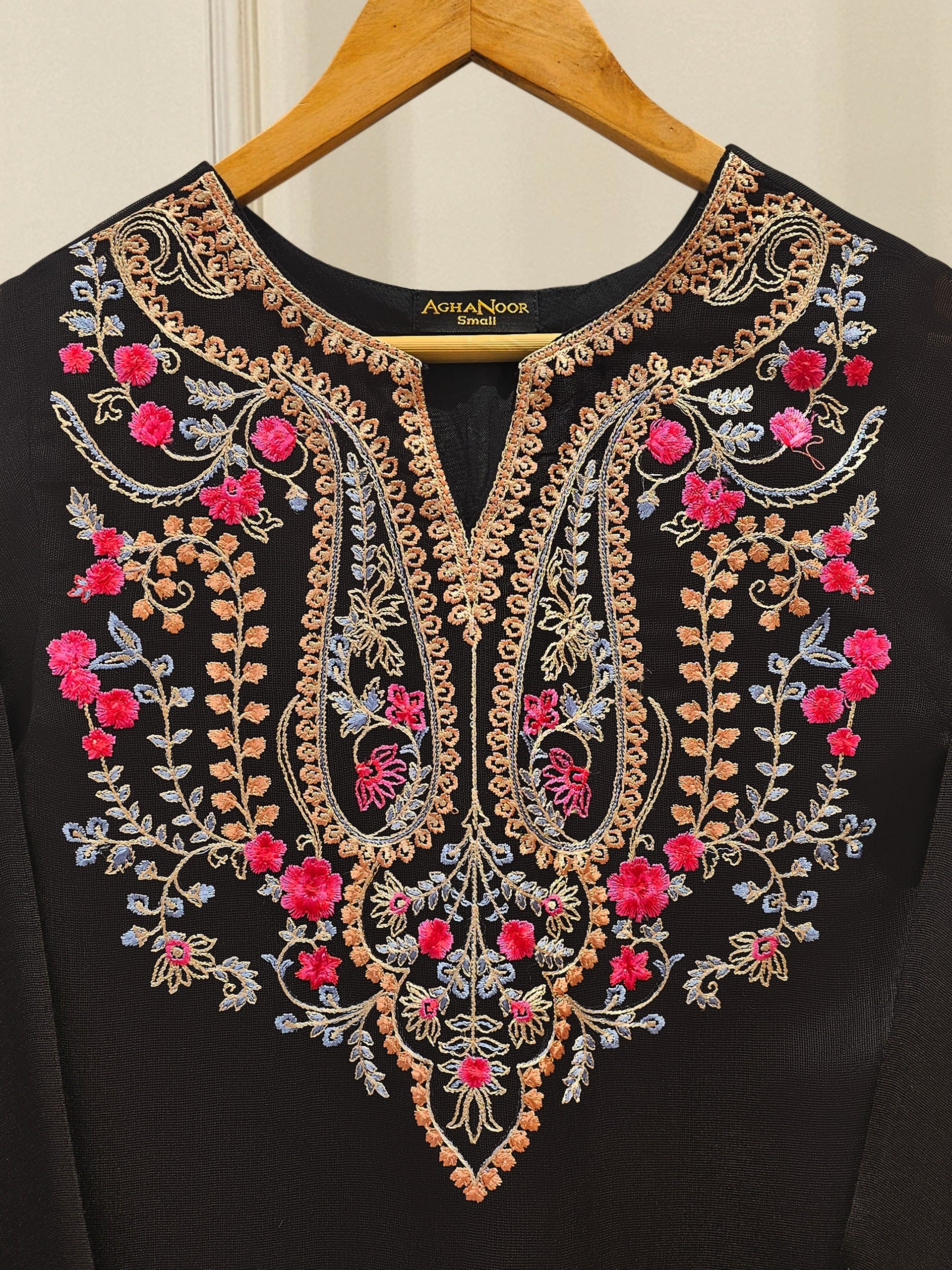 2 Piece - Pure Embroidered Cotton Net Suit S111887 - Image 3