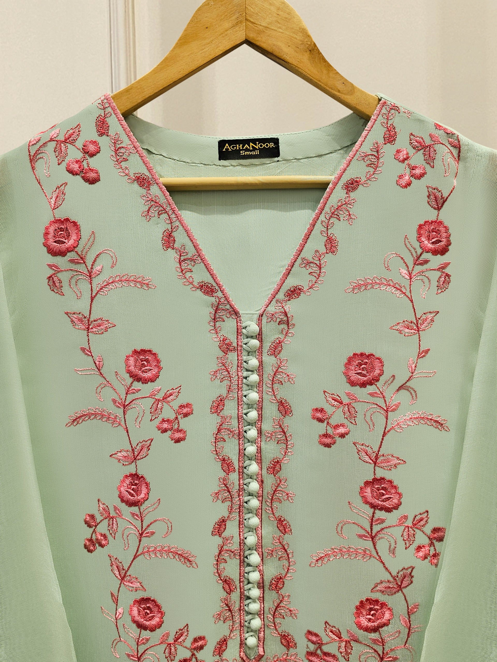 2 Piece - Pure Embroidered Cotton Net Suit S111903 - Image 3