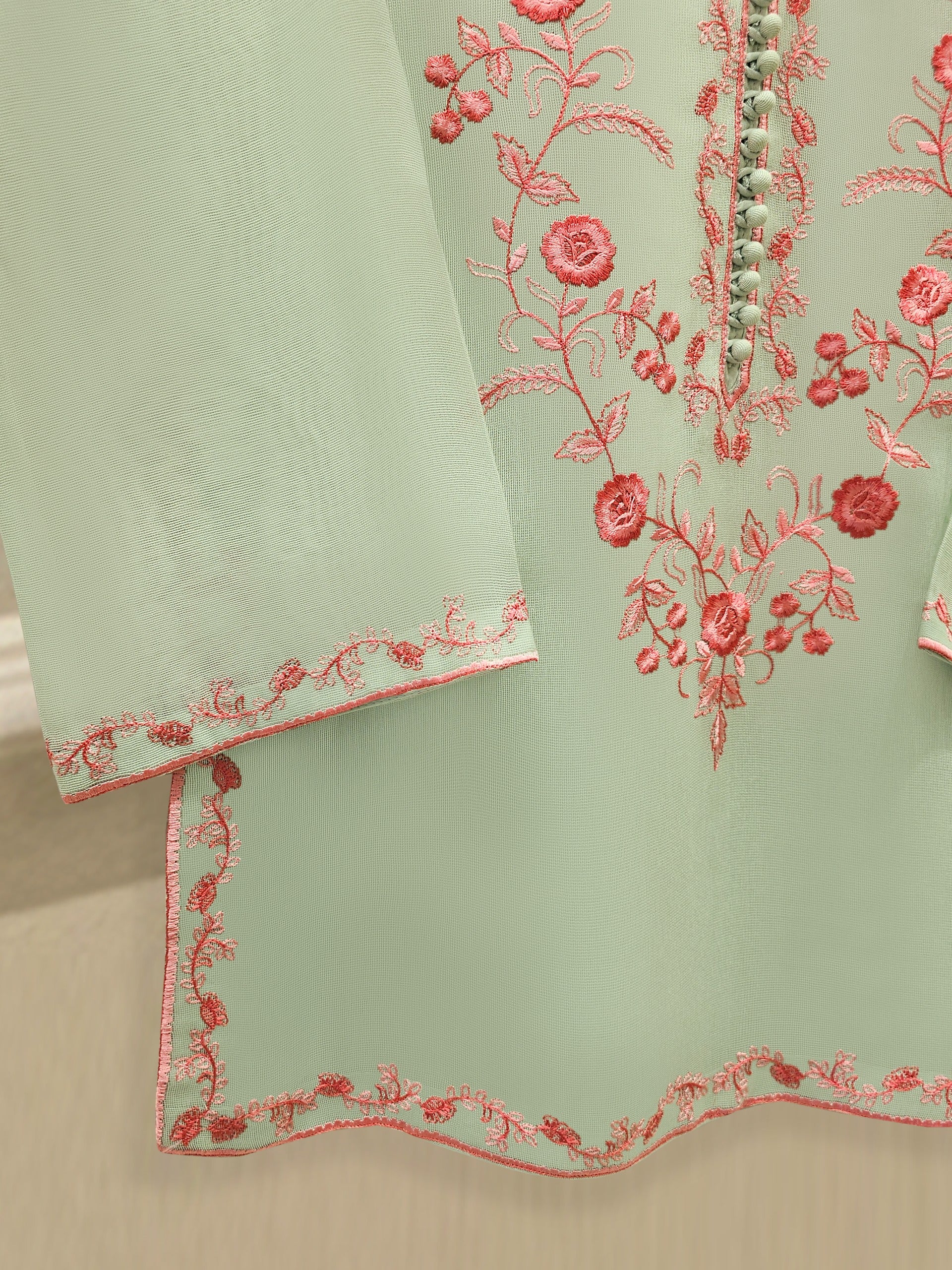 2 Piece - Pure Embroidered Cotton Net Suit S111903 - Image 4
