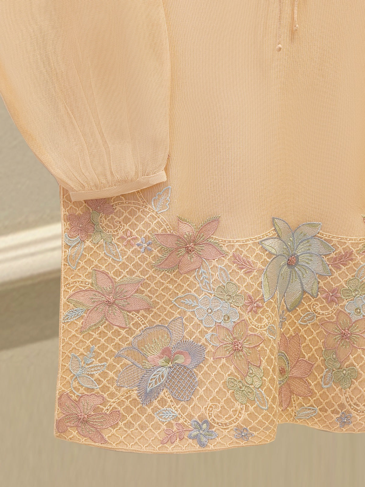2 Piece - Pure Embroidered Cotton Net Suit S112066 - Image 3