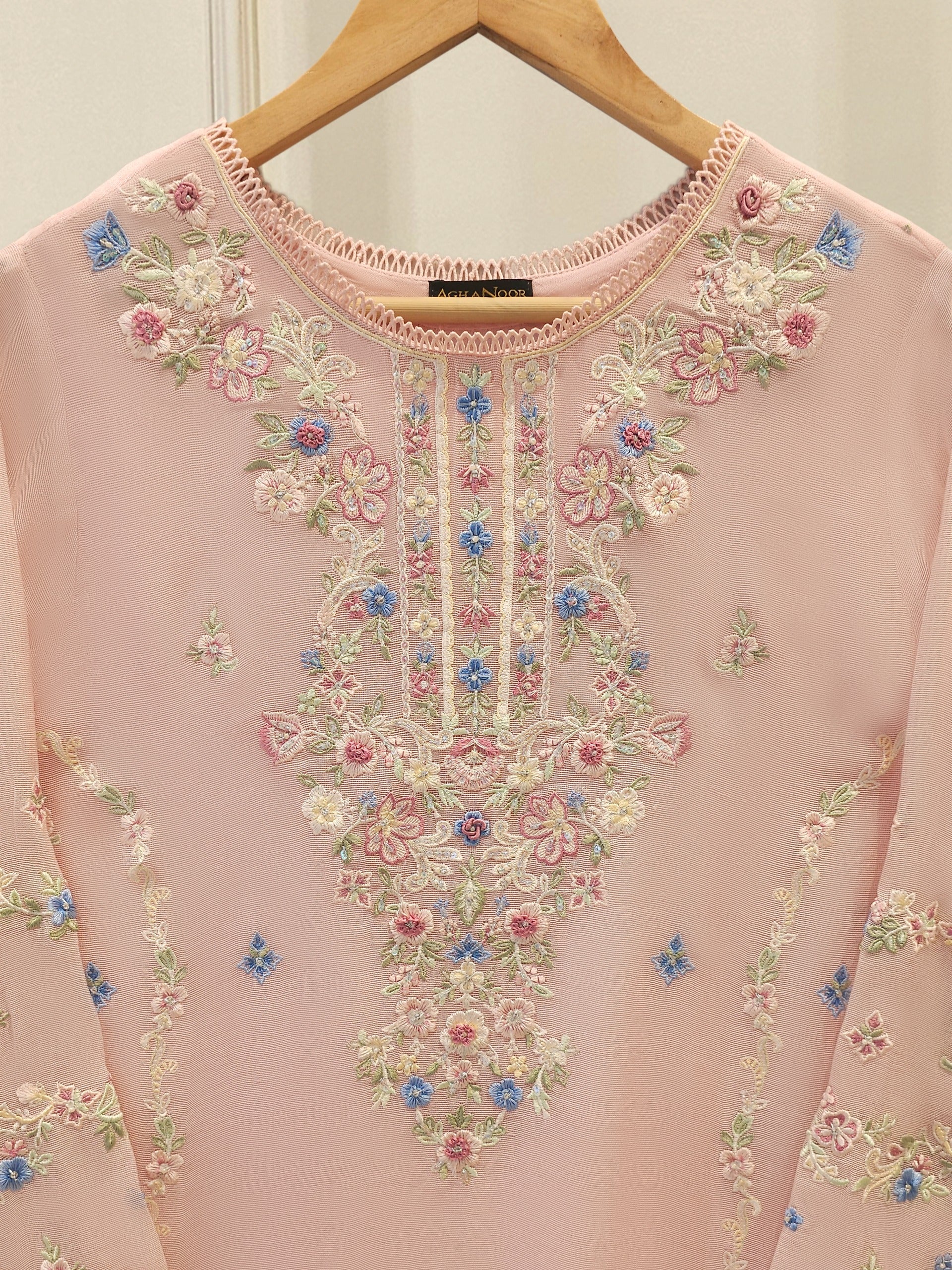 2 Piece - Pure Embroidered Cotton Net Suit S112135 - Image 2