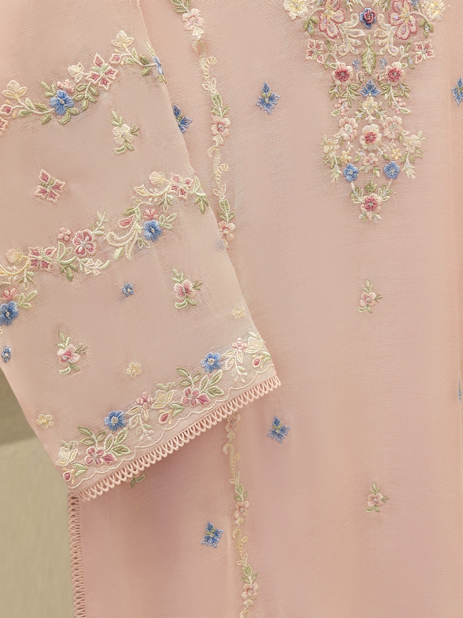 2 Piece - Pure Embroidered Cotton Net Suit S112135 - Image 3