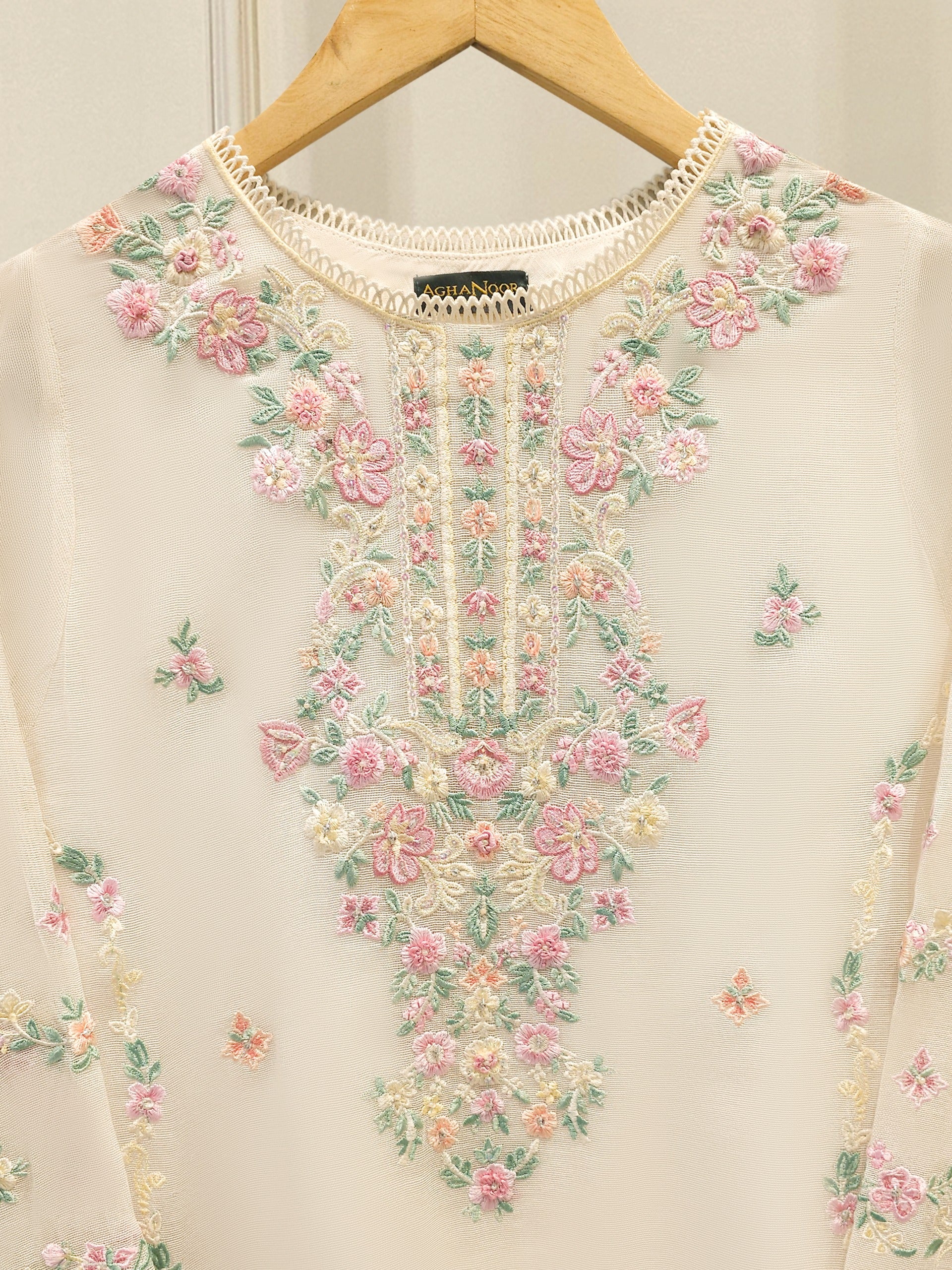 2 Piece - Pure Embroidered Cotton Net Suit S112173 - Image 2