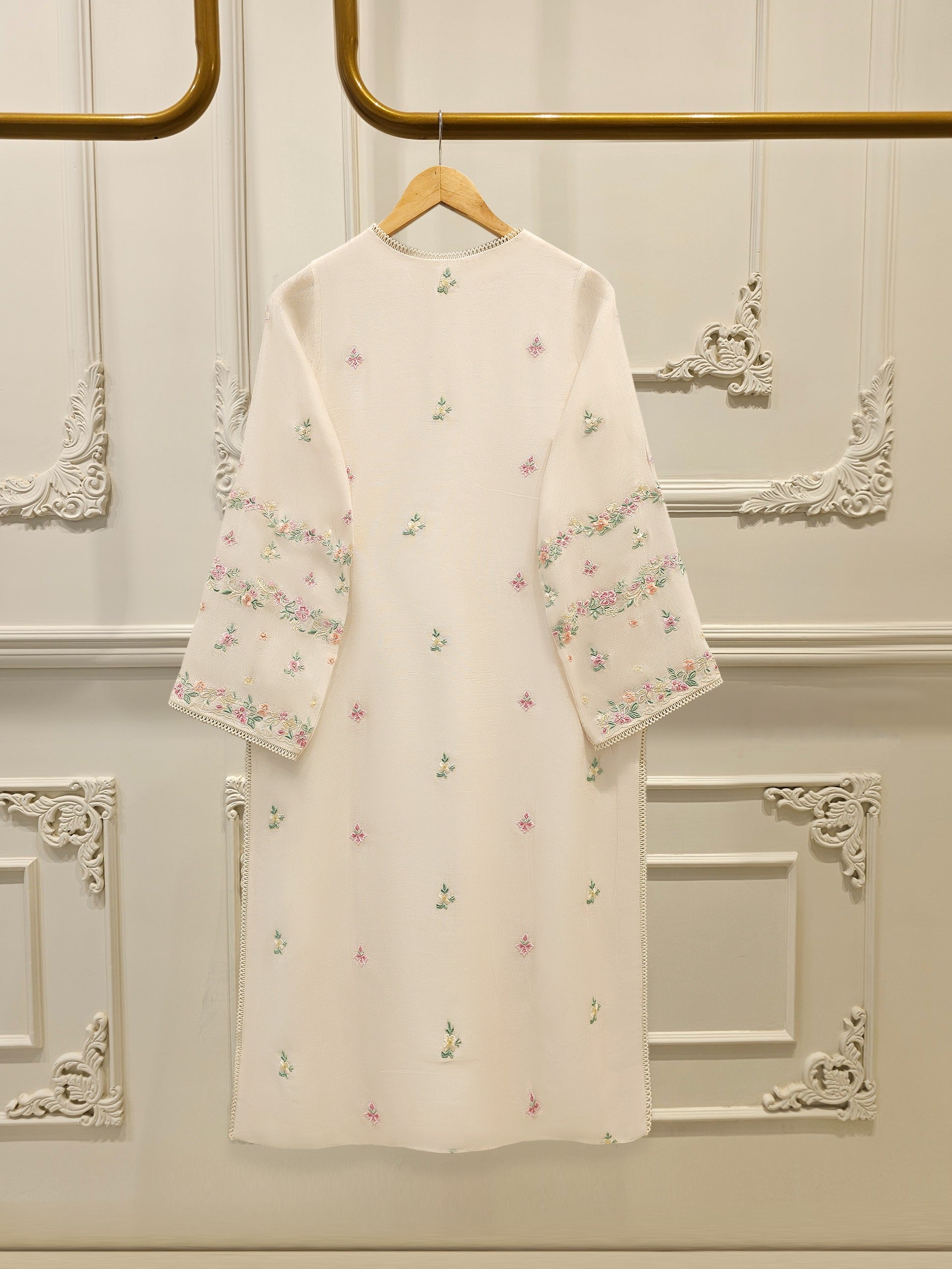 2 Piece - Pure Embroidered Cotton Net Suit S112173 - Image 5