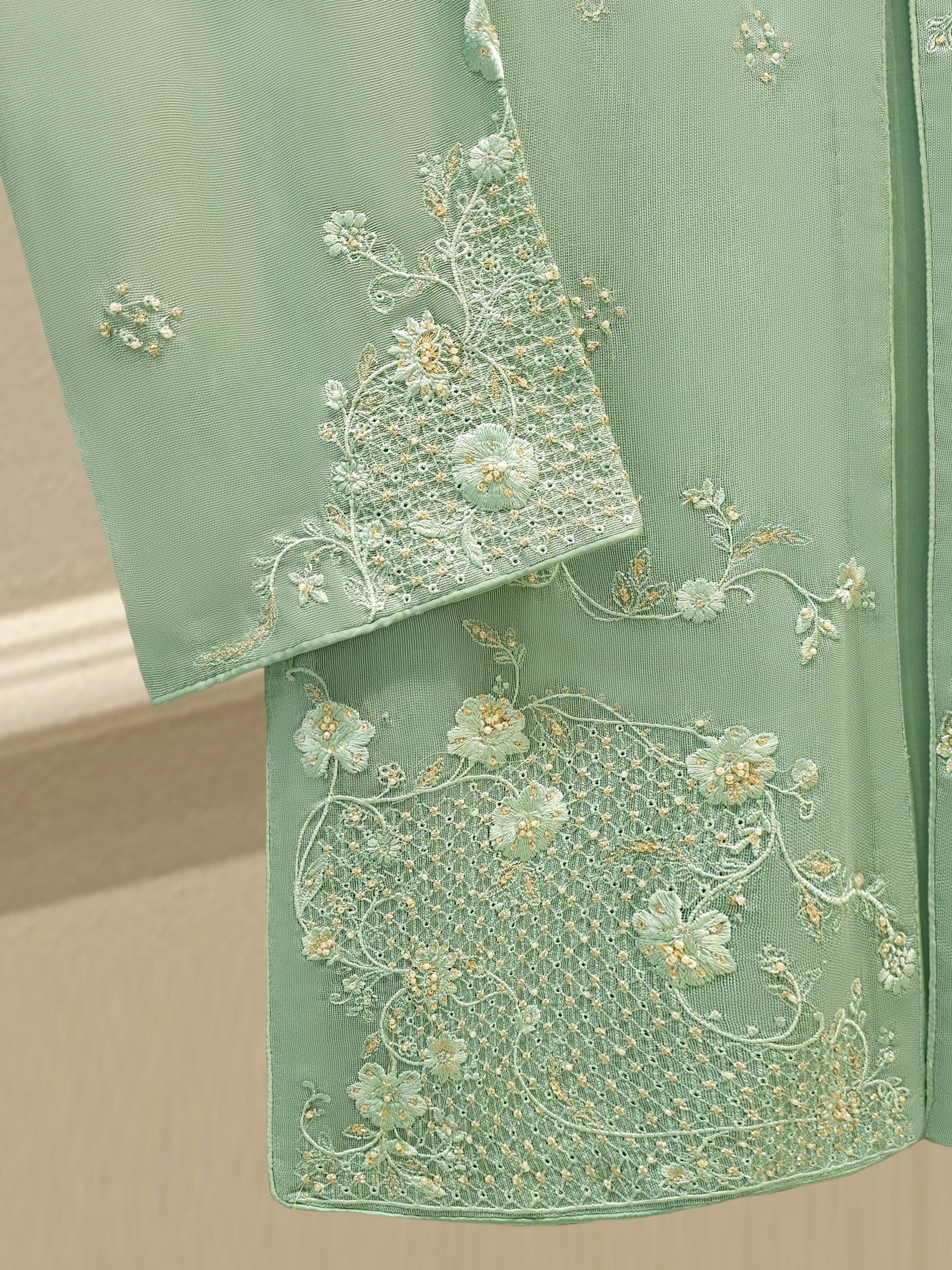 2 Piece - Pure Embroidered Cotton Net Suit S112199 - Image 3