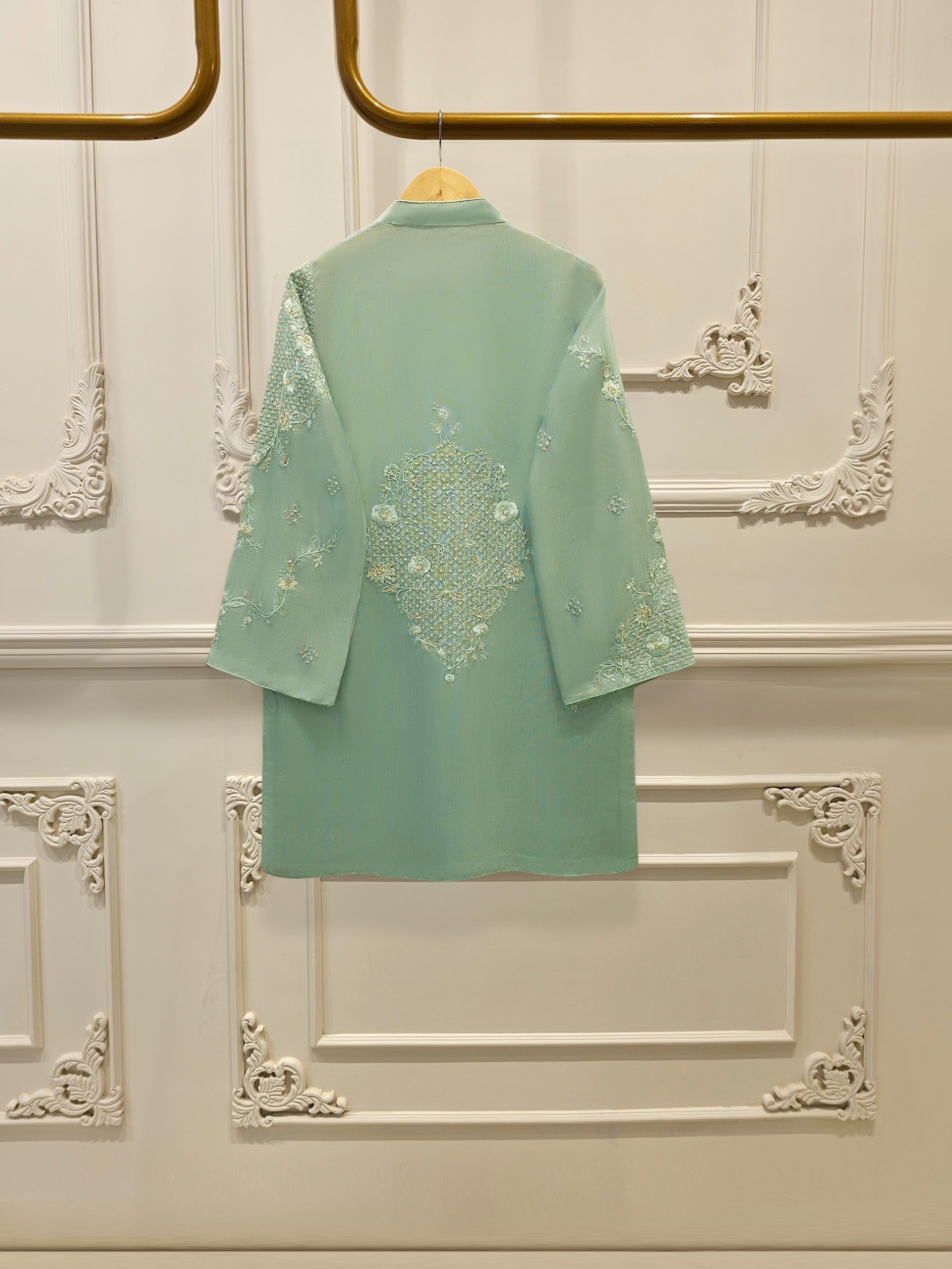 2 Piece - Pure Embroidered Cotton Net Suit S112199 - Image 4